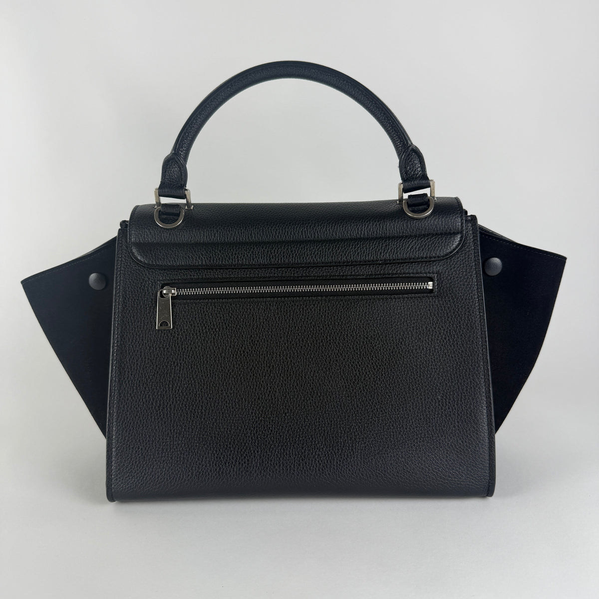 Trapeze Medium — Black Leather & Tweed 1