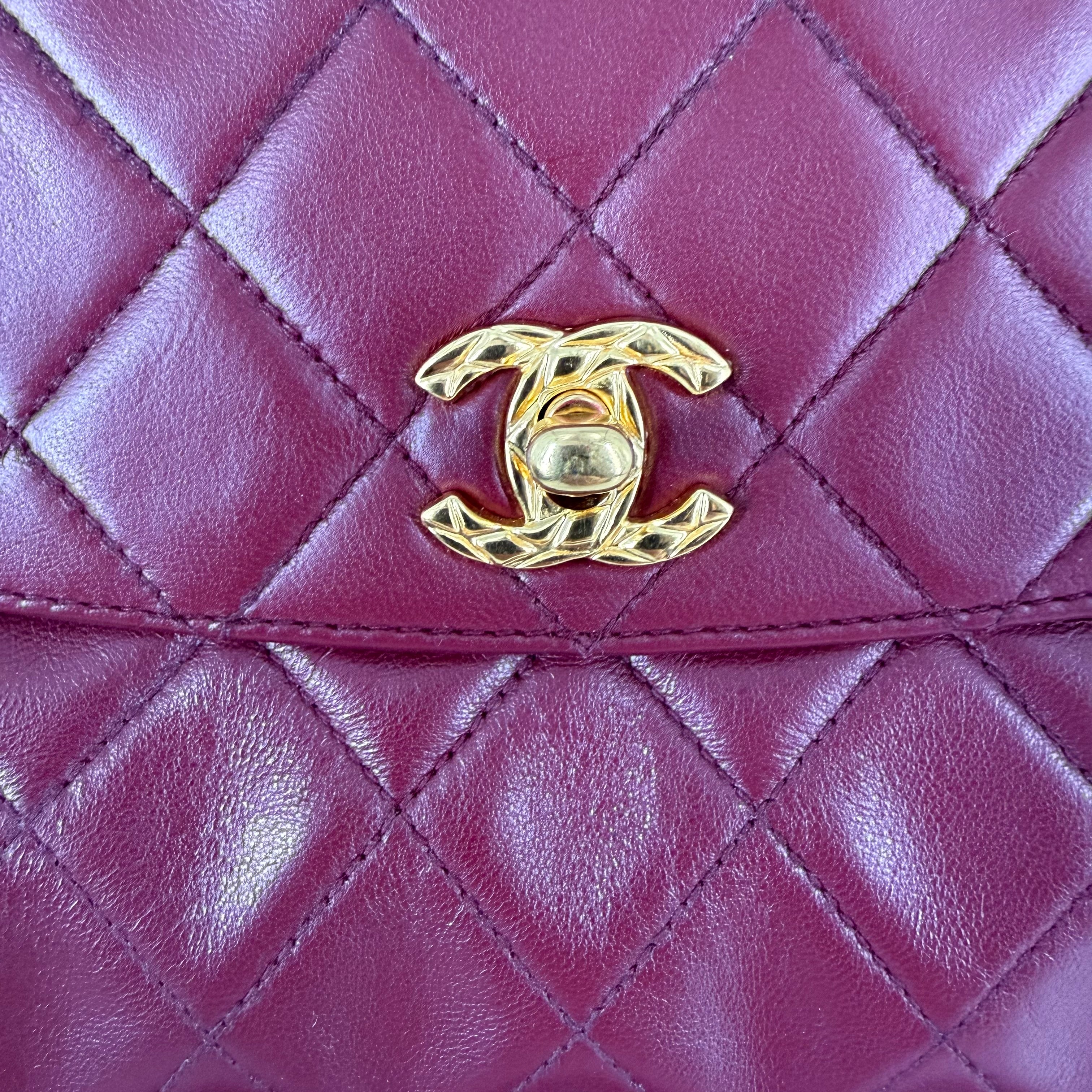 Vintage Camera Bag – Burgundy Lambskin – 24K Gold Hardware