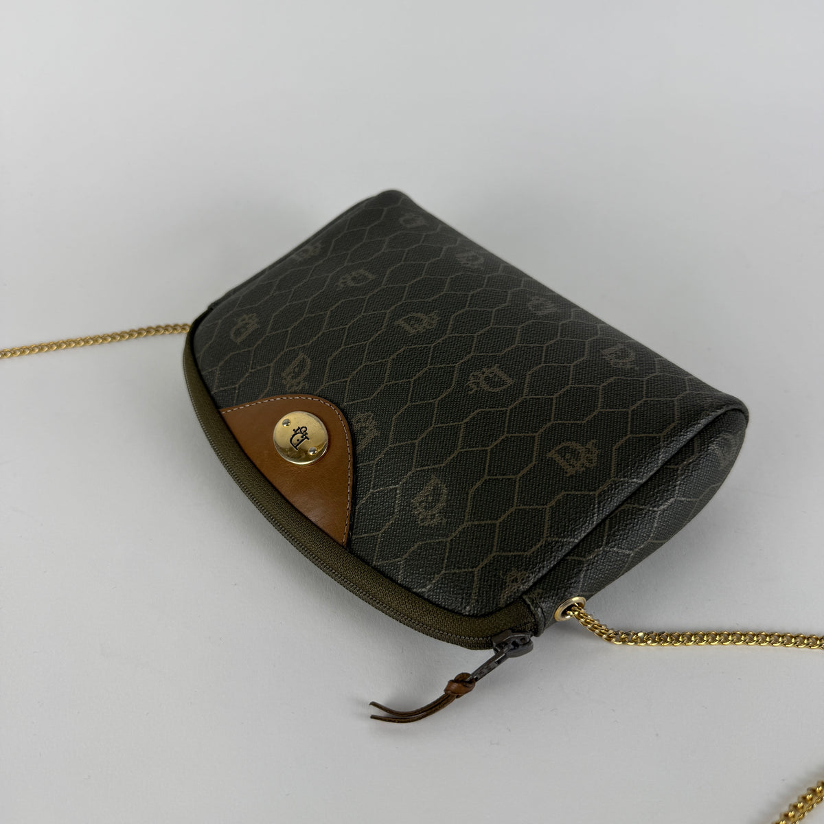 Vintage Honeycomb Crossbody Bag — Monogram Canvas — Gold-Tone Chain