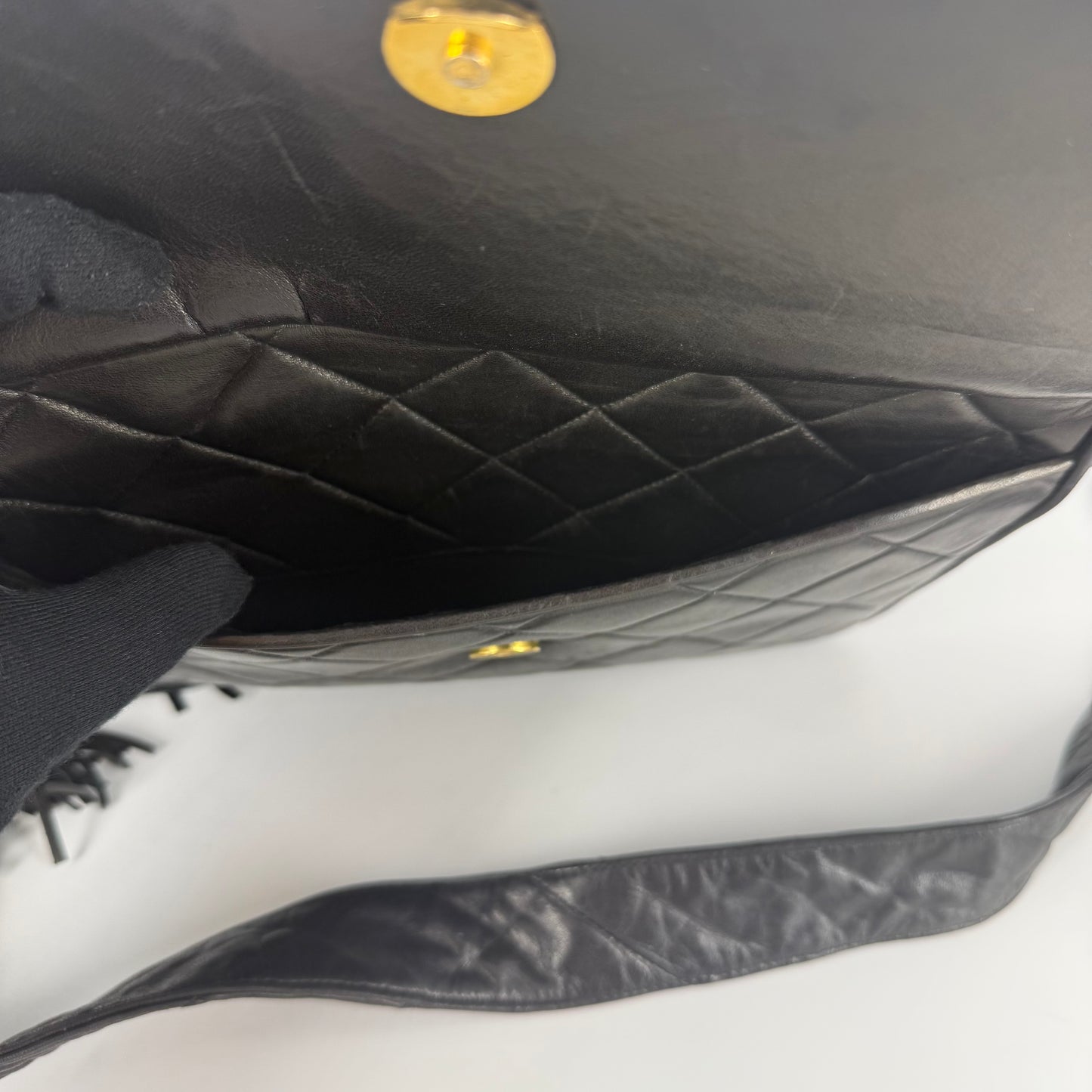 CHANEL Quilted Leather Crossbody Bag 24 Karat Gold