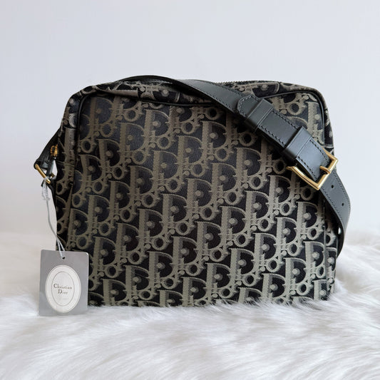 CHRISTIAN DIOR Canvas Oblique Crossbody Bag