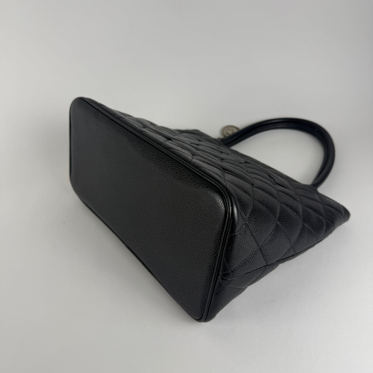 Vintage Medallion Tote — Black Caviar Leather — Silver-Tone Hardware