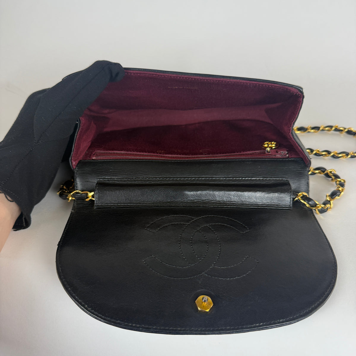 Vintage Half Moon Hobo — Black Leather — 24K Gold-Plated Hardware