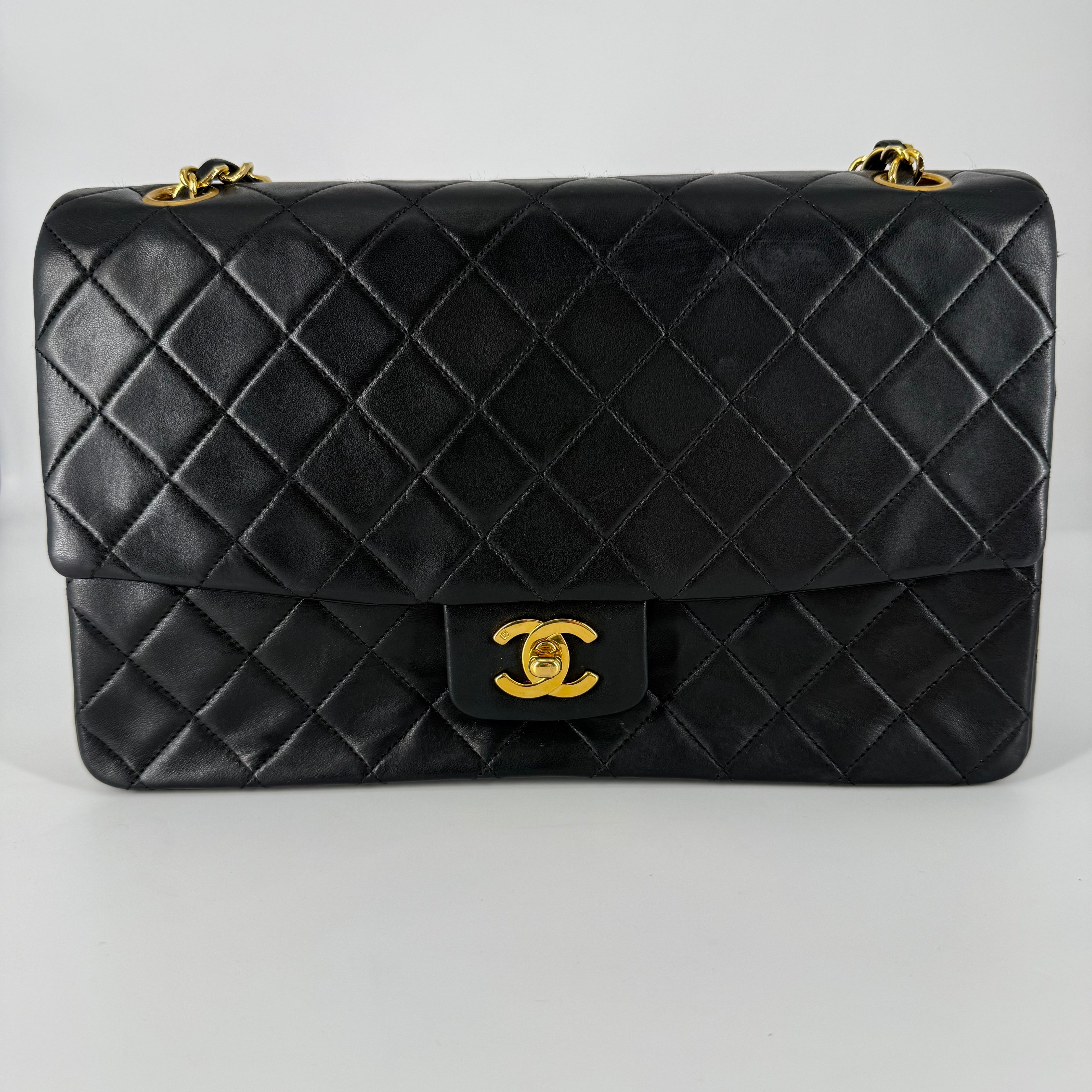 Vintage Single Flap Shoulder Bag 24k Gold