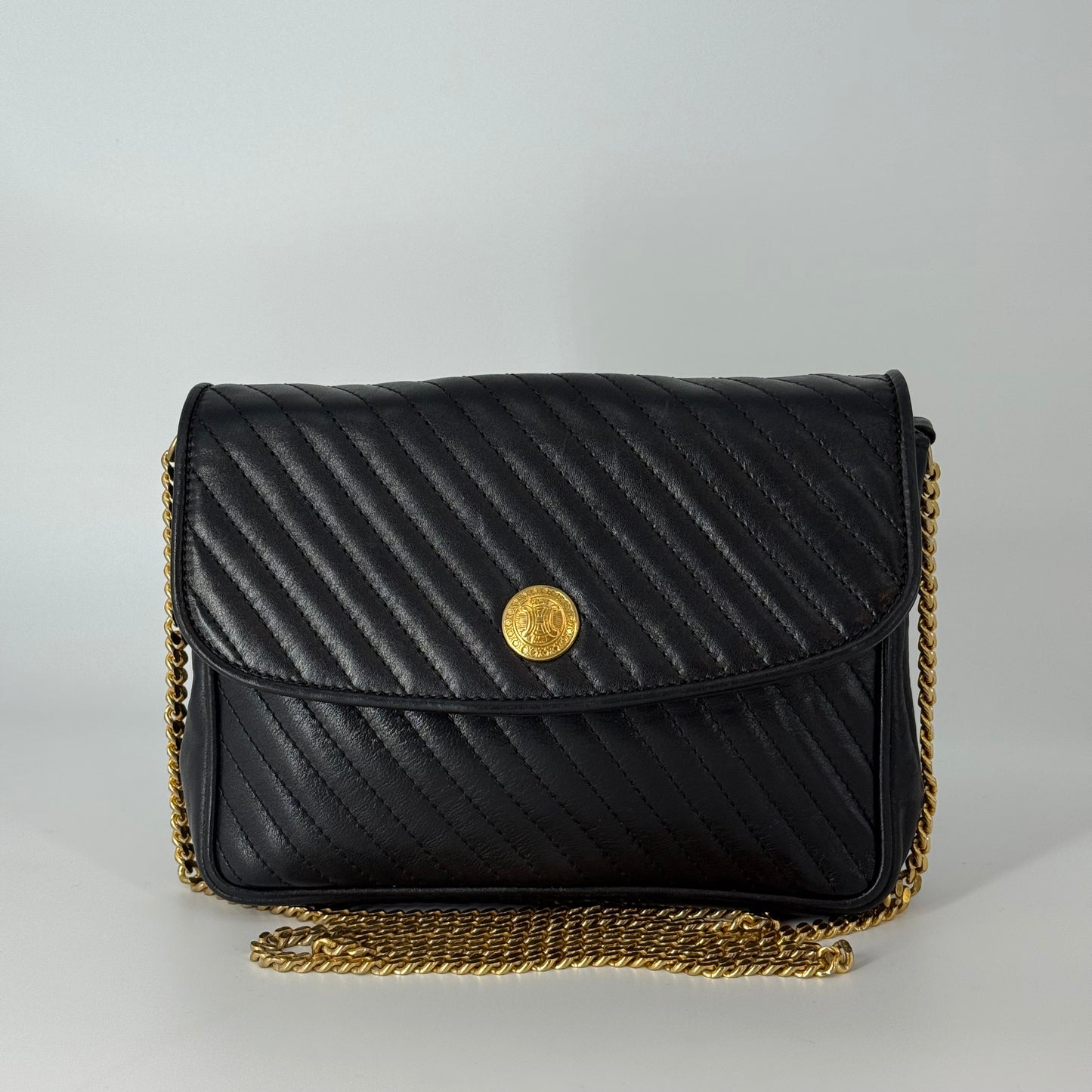 CELINE Leather Chain Shoulder Bag