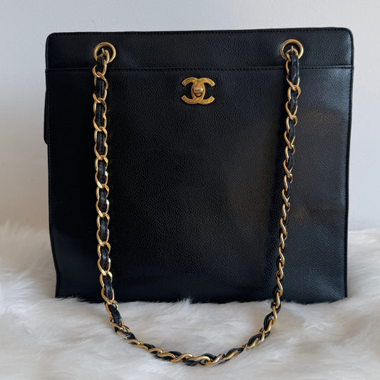 CHANEL Vintage Caviar Tote — 24K Gold