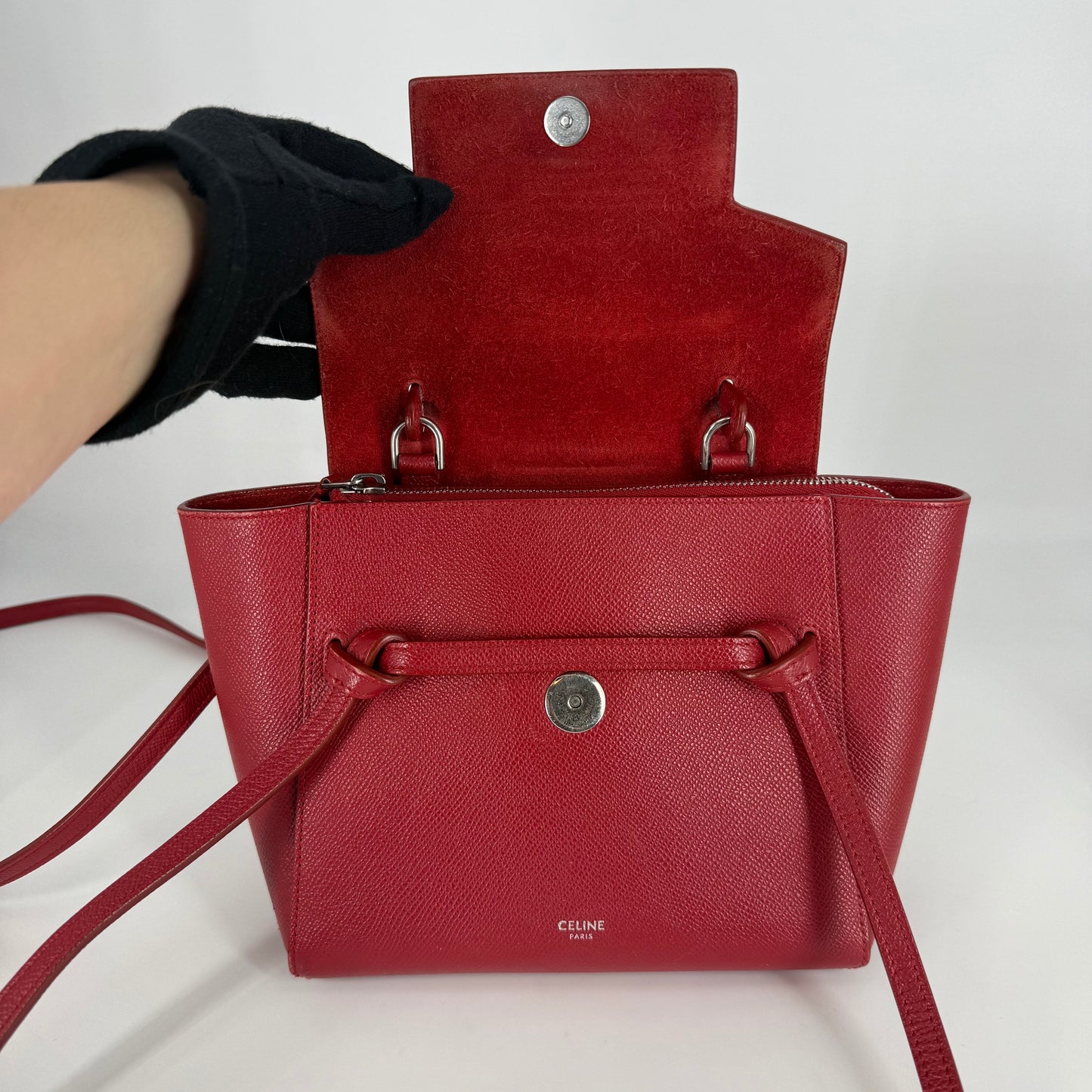 CÉLINE Nano Belt Red Crossbody Bag