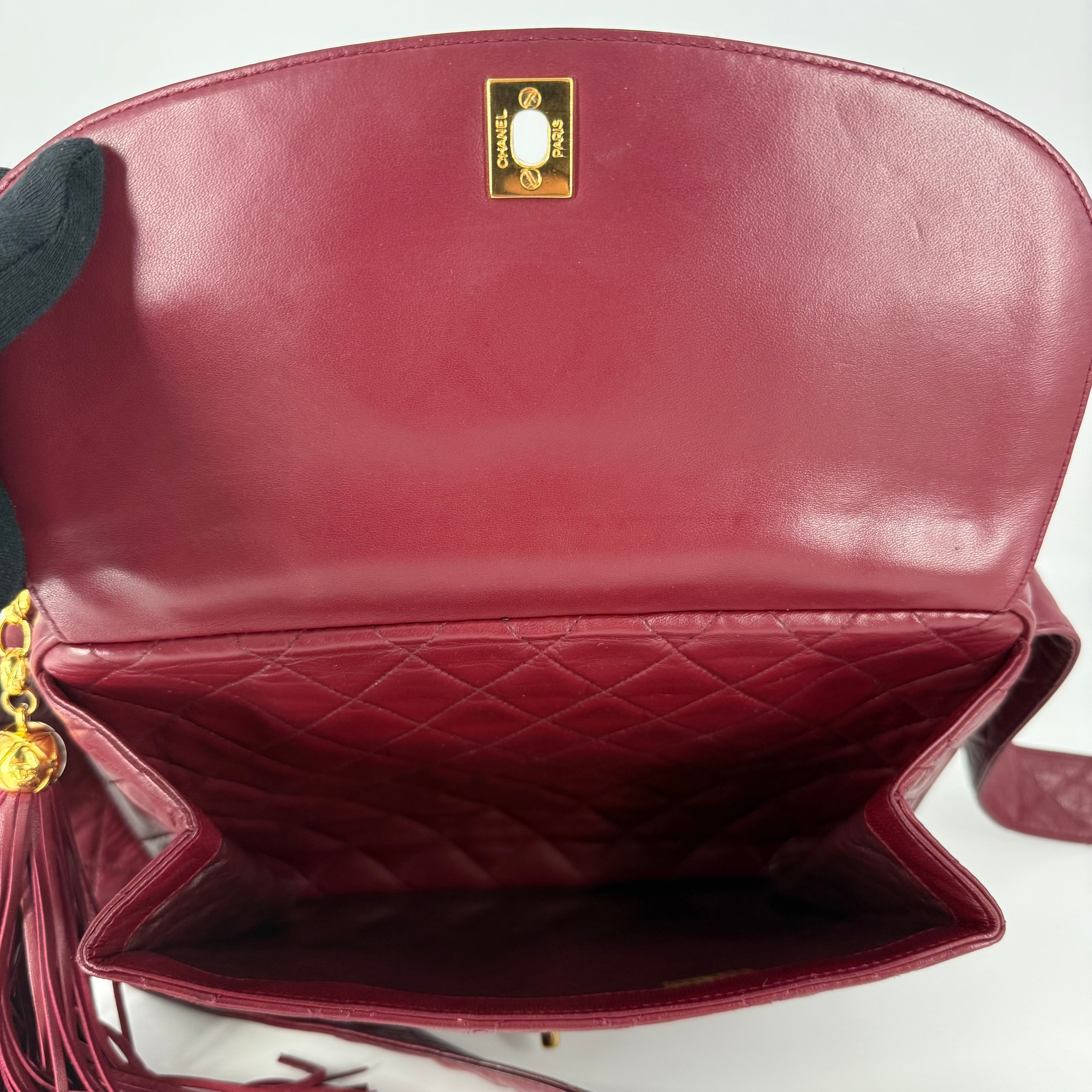 Vintage Camera Bag – Burgundy Lambskin – 24K Gold Hardware