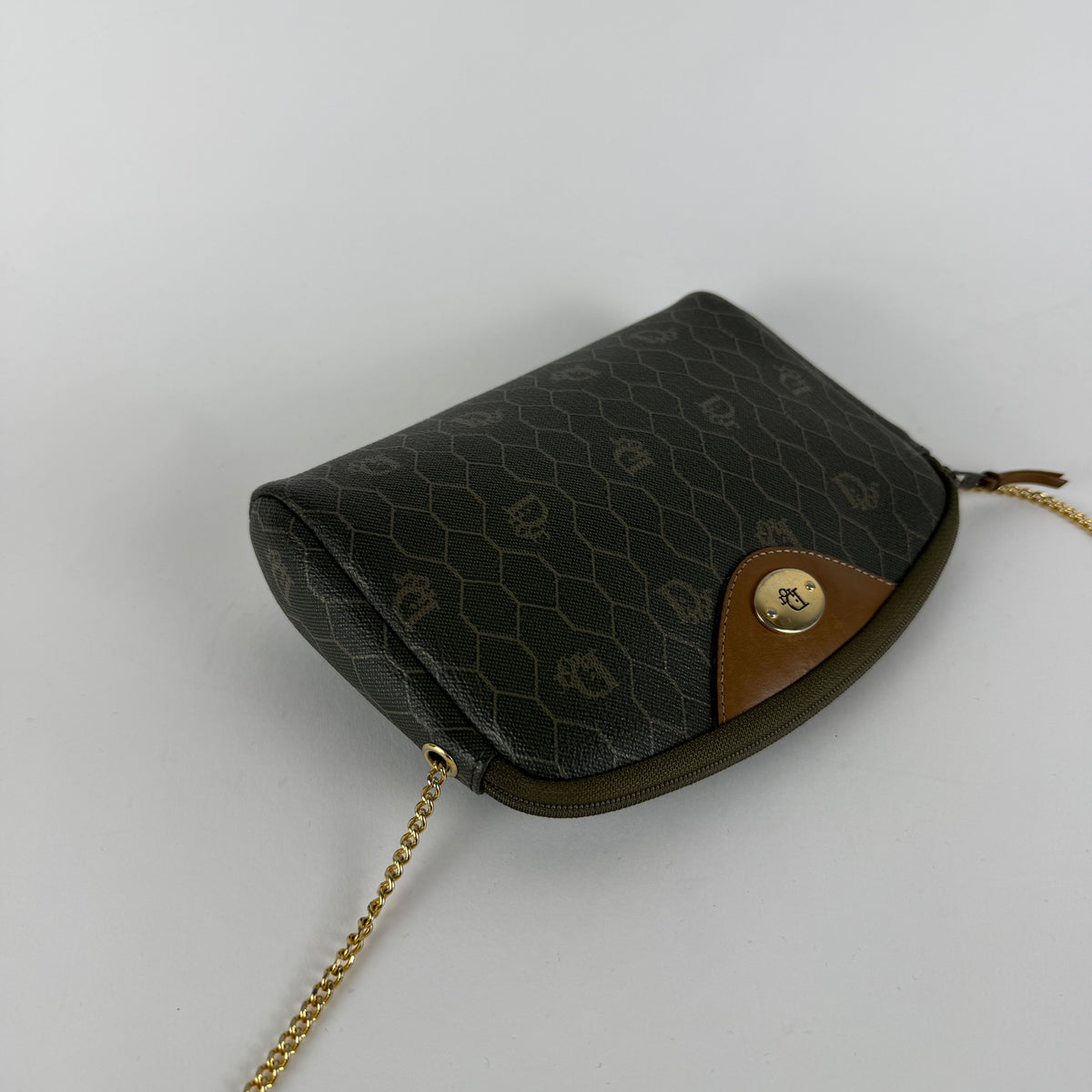 Vintage Honeycomb Crossbody Bag — Monogram Canvas — Gold-Tone Chain