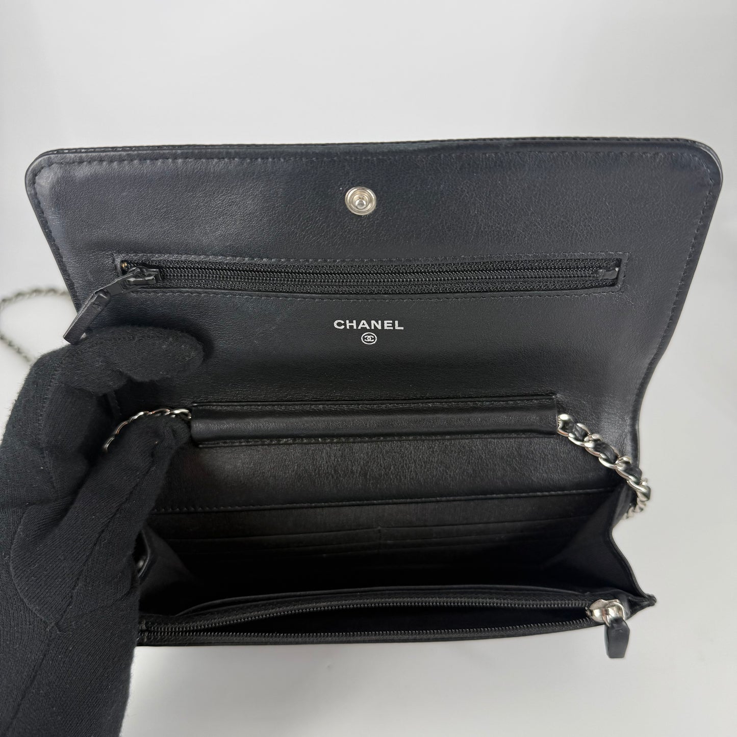 CHANEL Classic Wallet on Chain (WOC) Black Caviar Leather