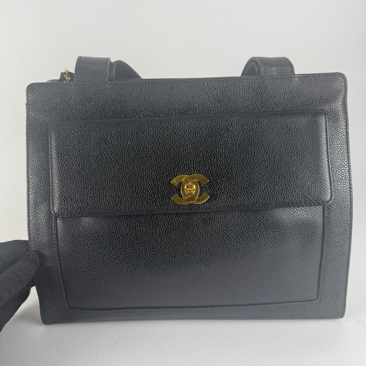 Vintage Tote — Black Caviar Leather — 24K Gold Hardware