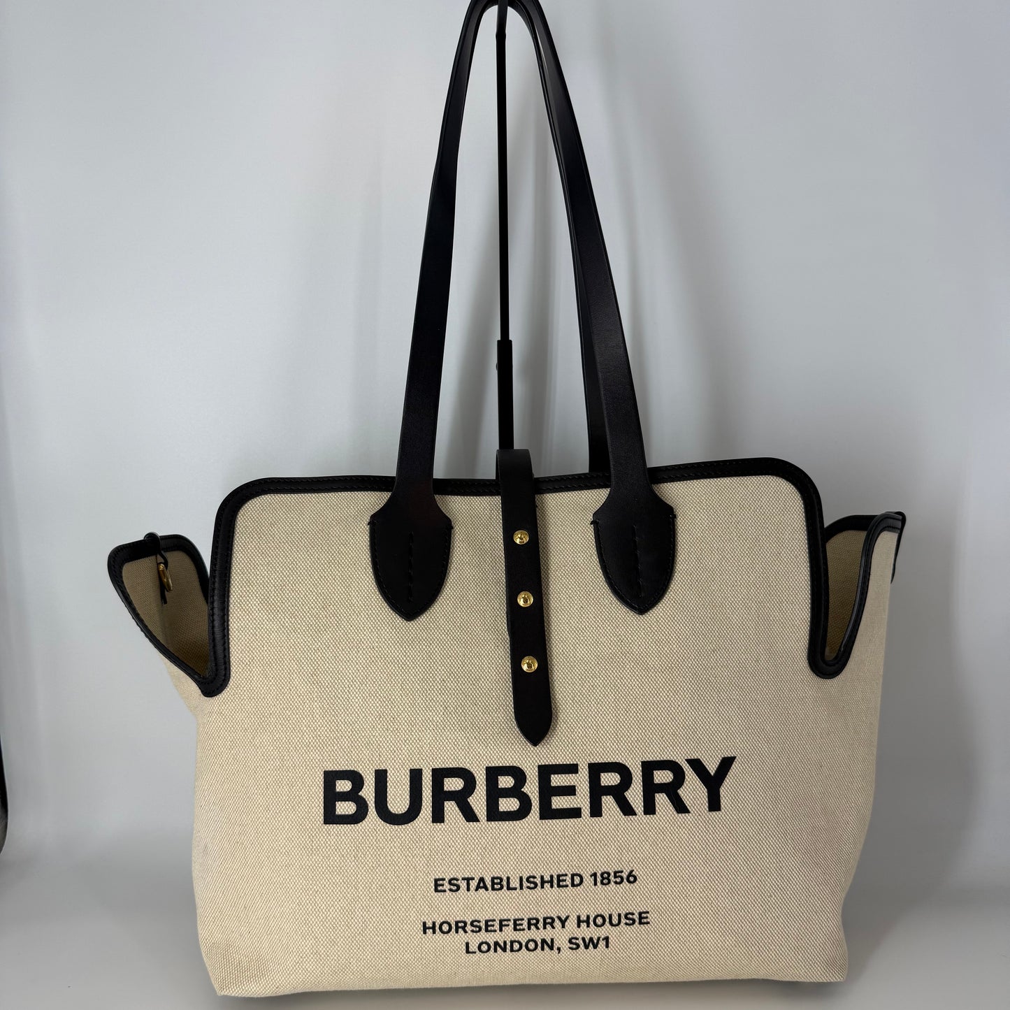 BURBERRY Canvas Tote Bag with Interior Pouch