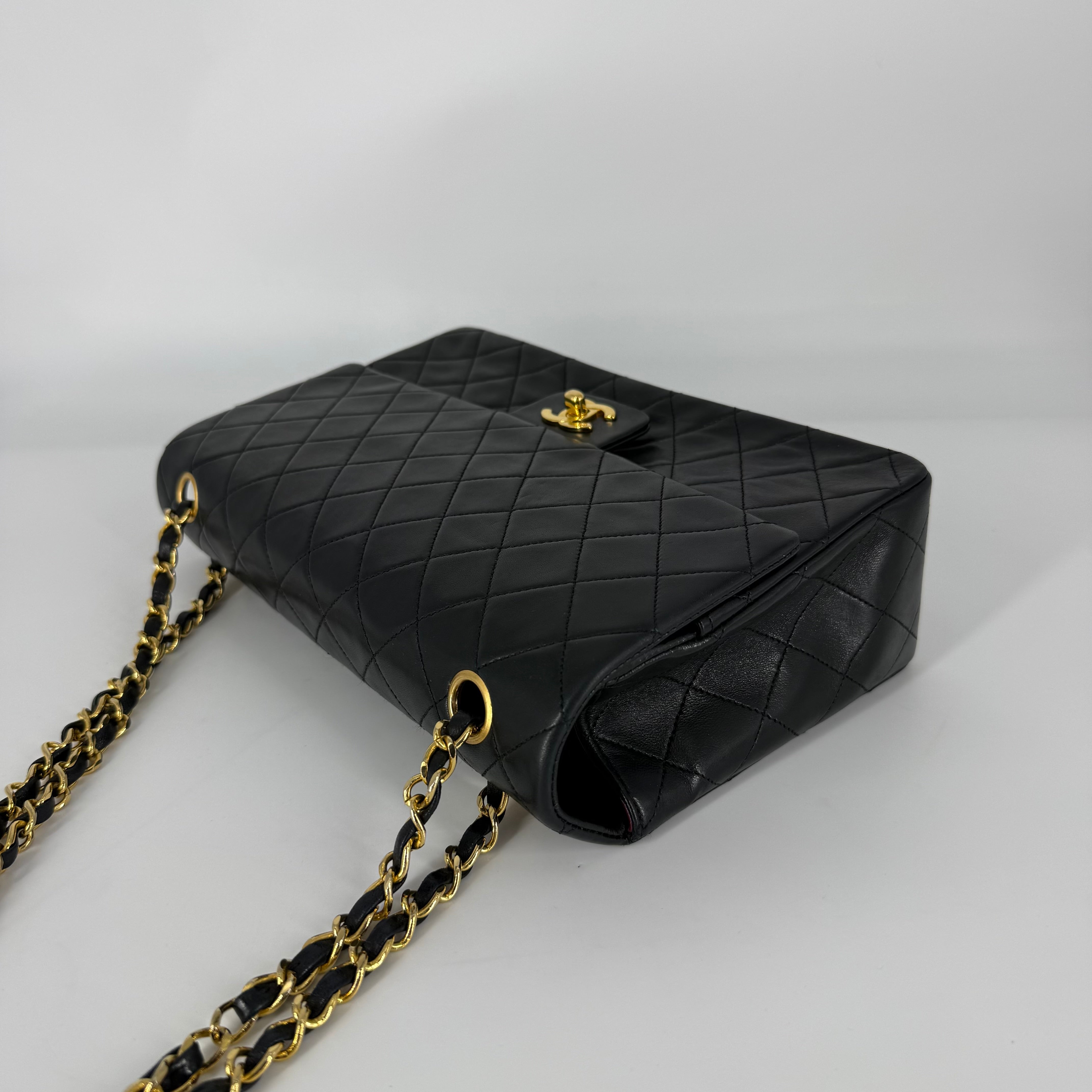 Vintage Single Flap Shoulder Bag 24k Gold