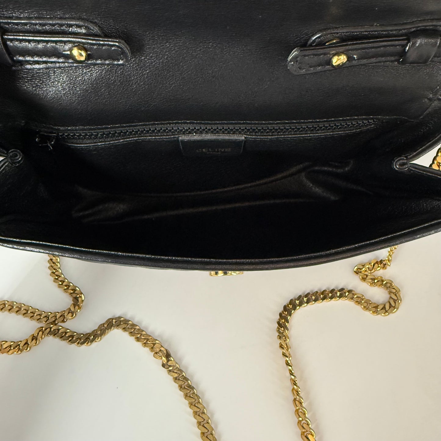 CELINE Leather Chain Shoulder Bag
