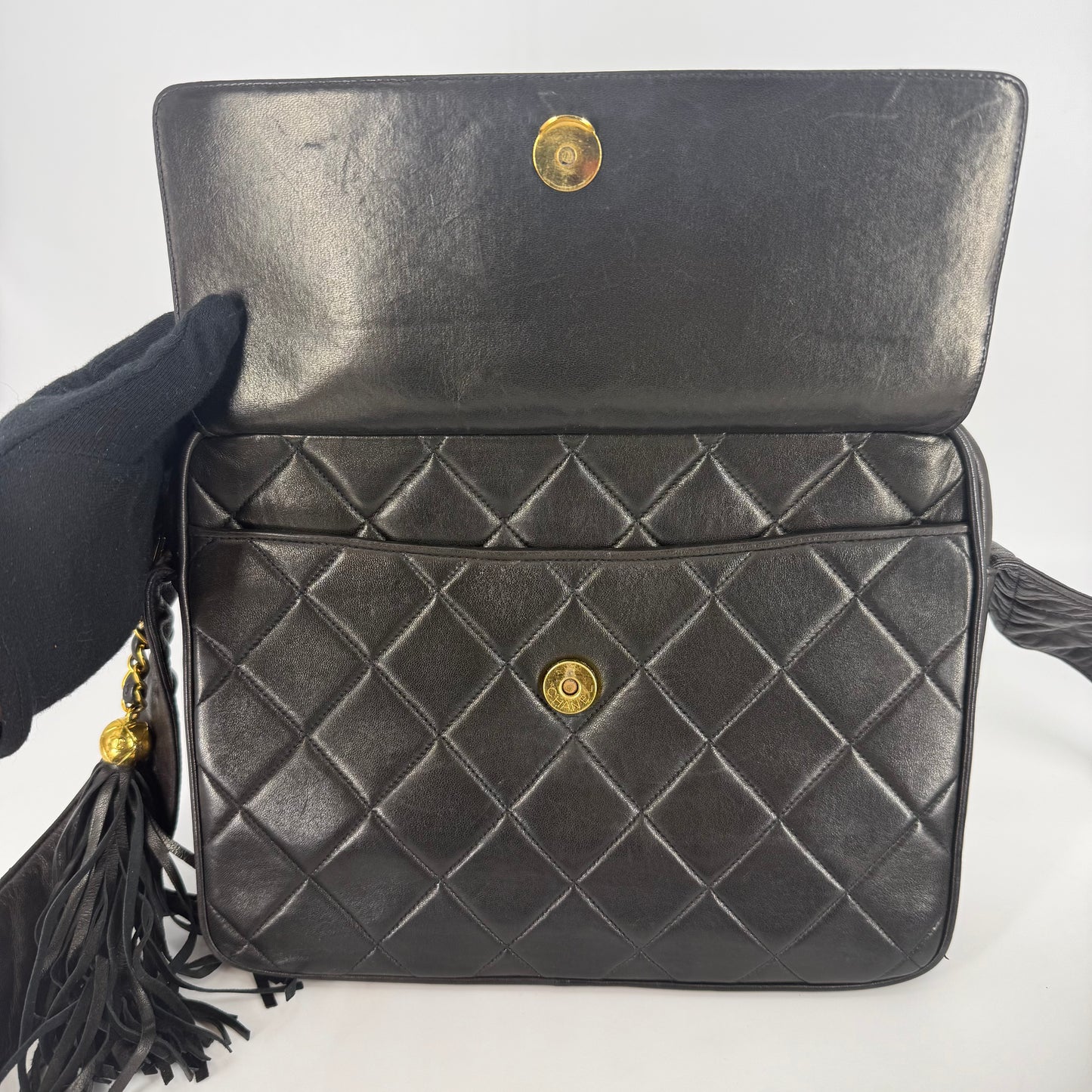 CHANEL Quilted Leather Crossbody Bag 24 Karat Gold