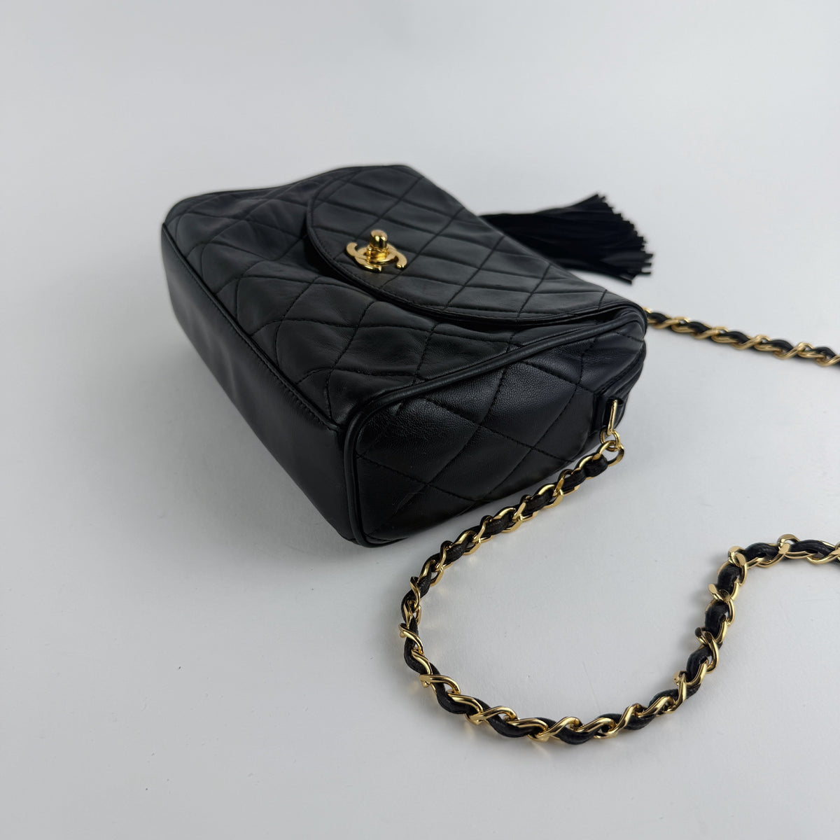 Vintage Quilted Flap Camera Bag — 24K Gold Hardware