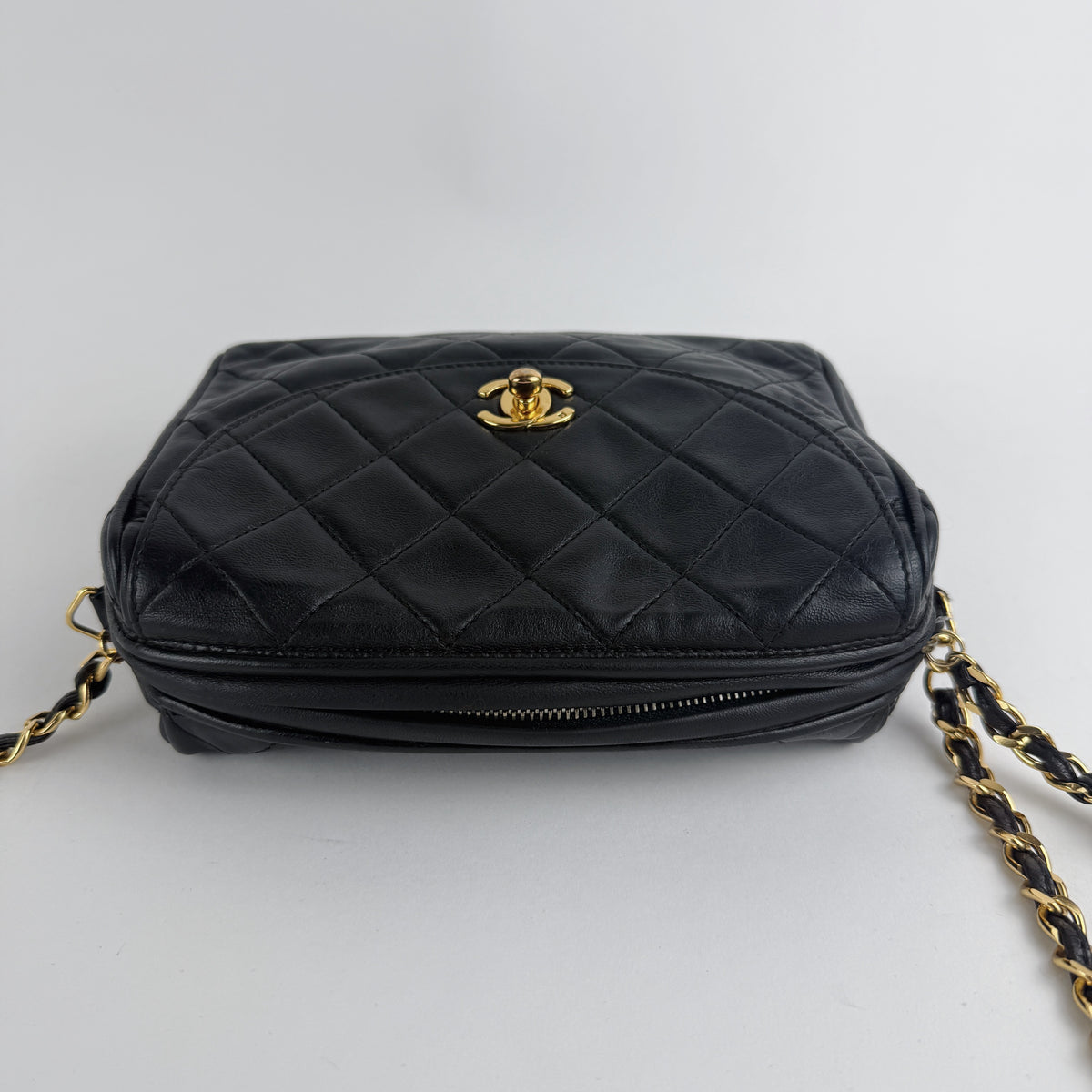 Vintage Quilted Flap Camera Bag — 24K Gold Hardware