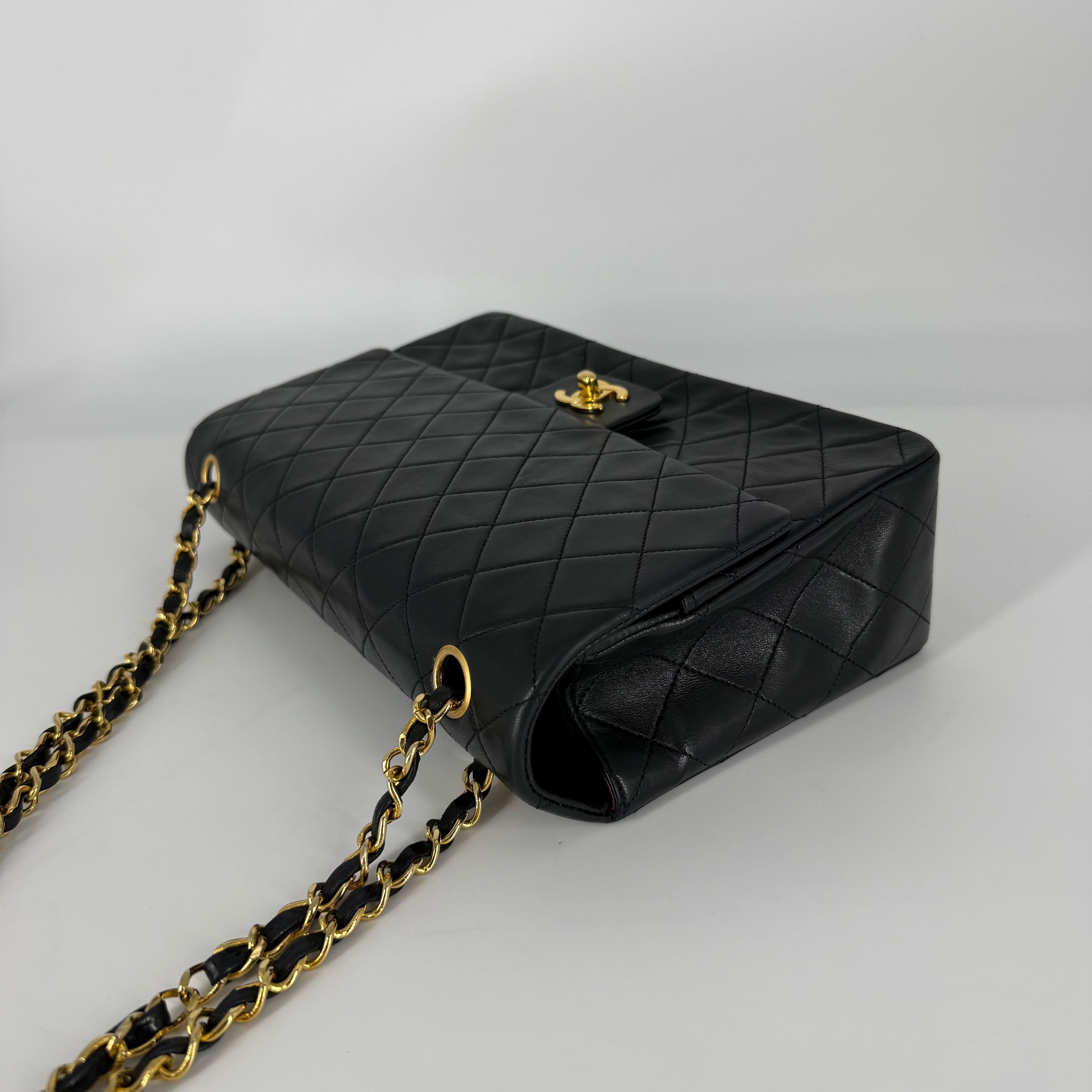 Vintage Single Flap Shoulder Bag 24k Gold