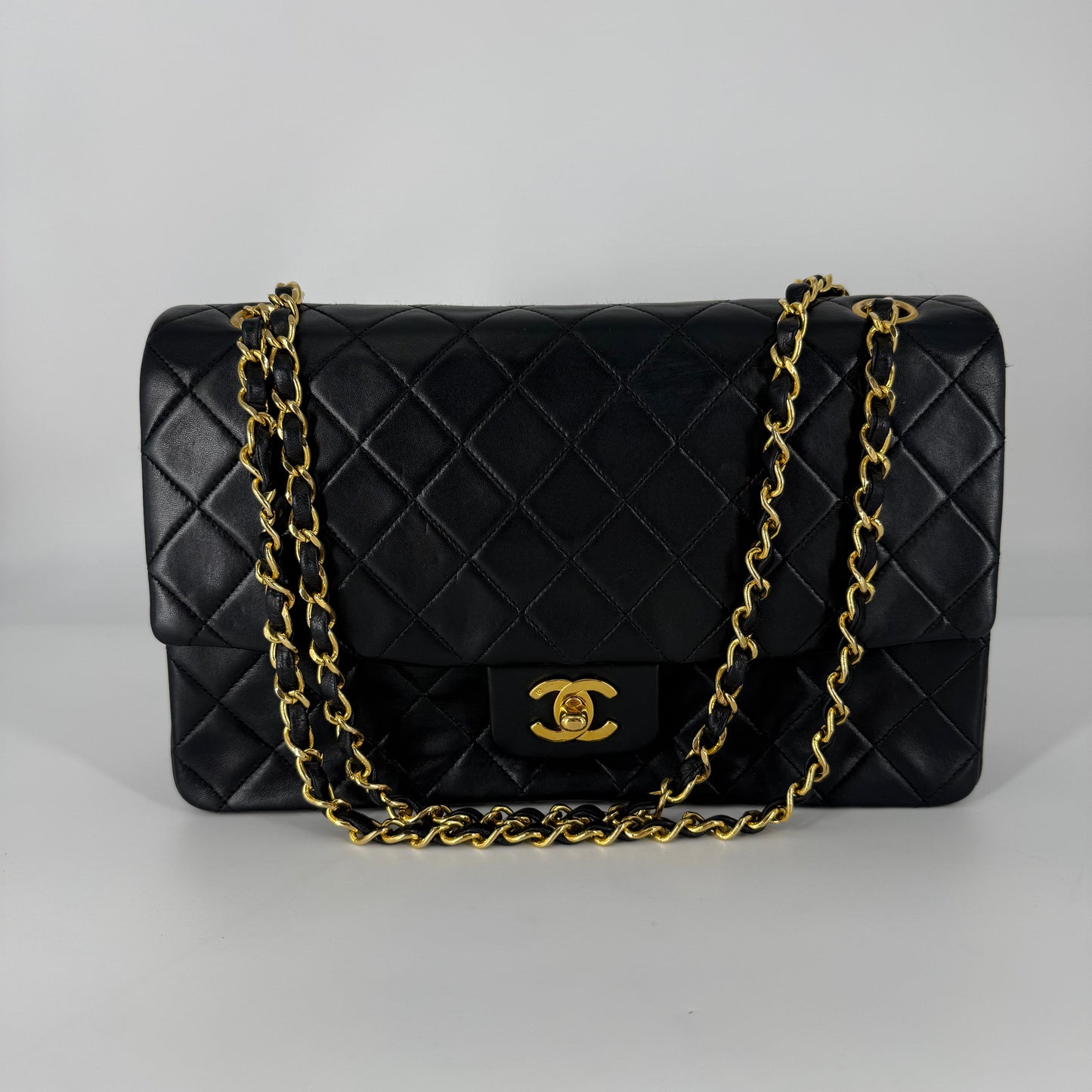 Chanel Vintage Single Flap Shoulder Bag 24k Gold