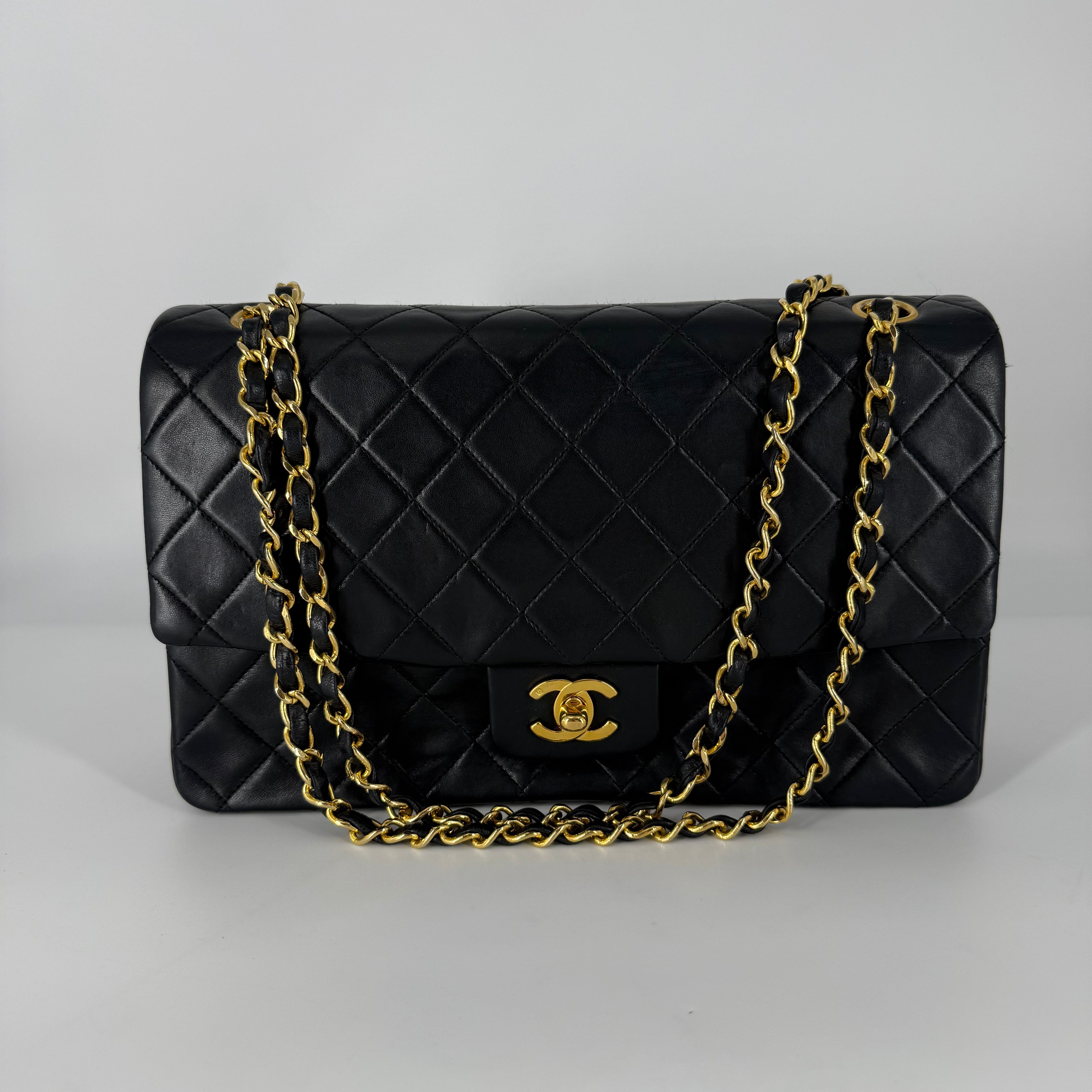 Vintage Single Flap Shoulder Bag 24k Gold