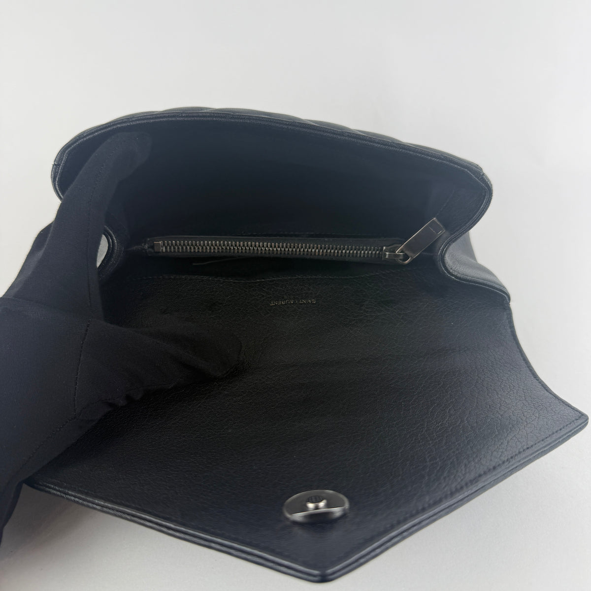 College Small Top Handle — Black Leather & Silver-Tone Hardware
