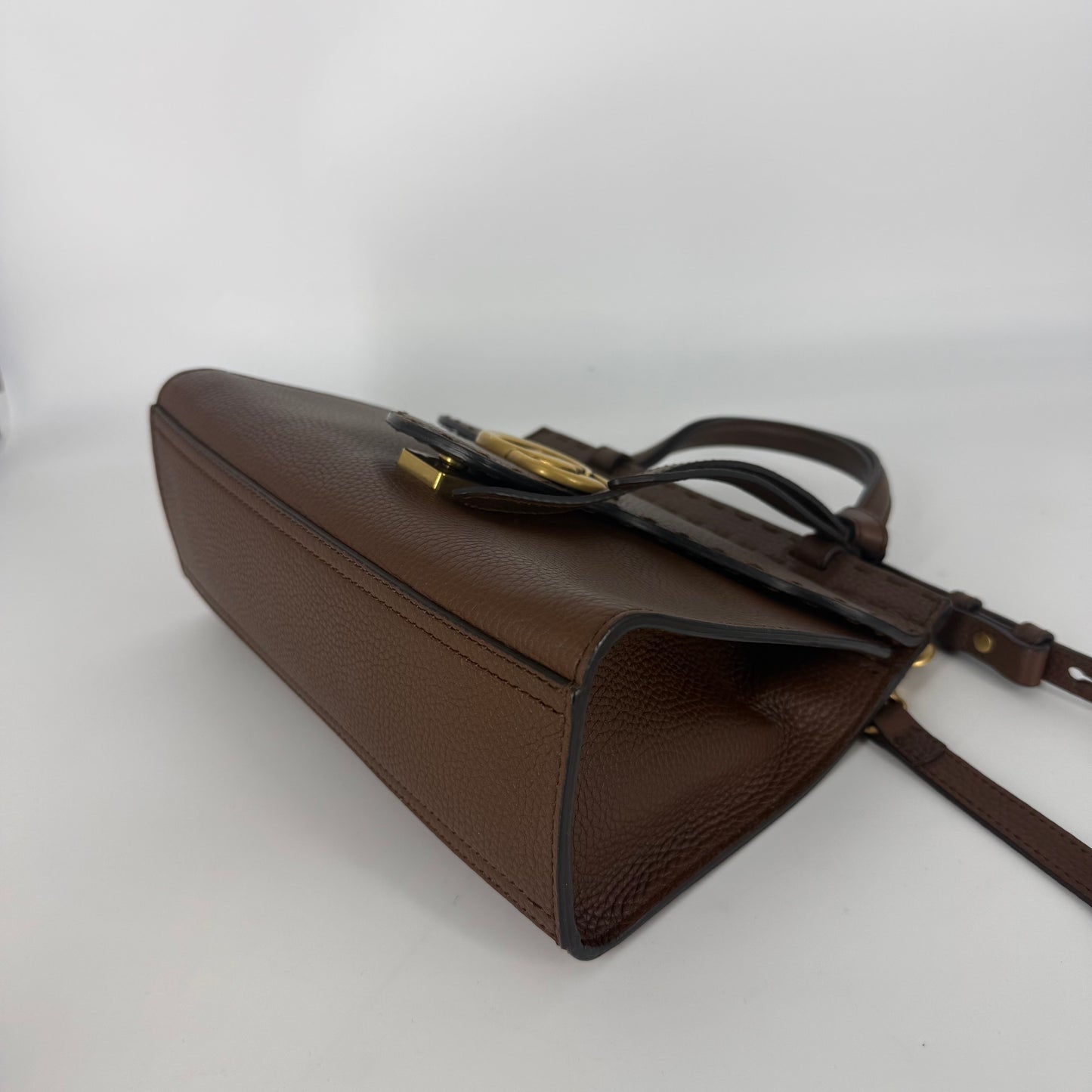 GUCCI Marmont Leather Top handle Handbag – Brown