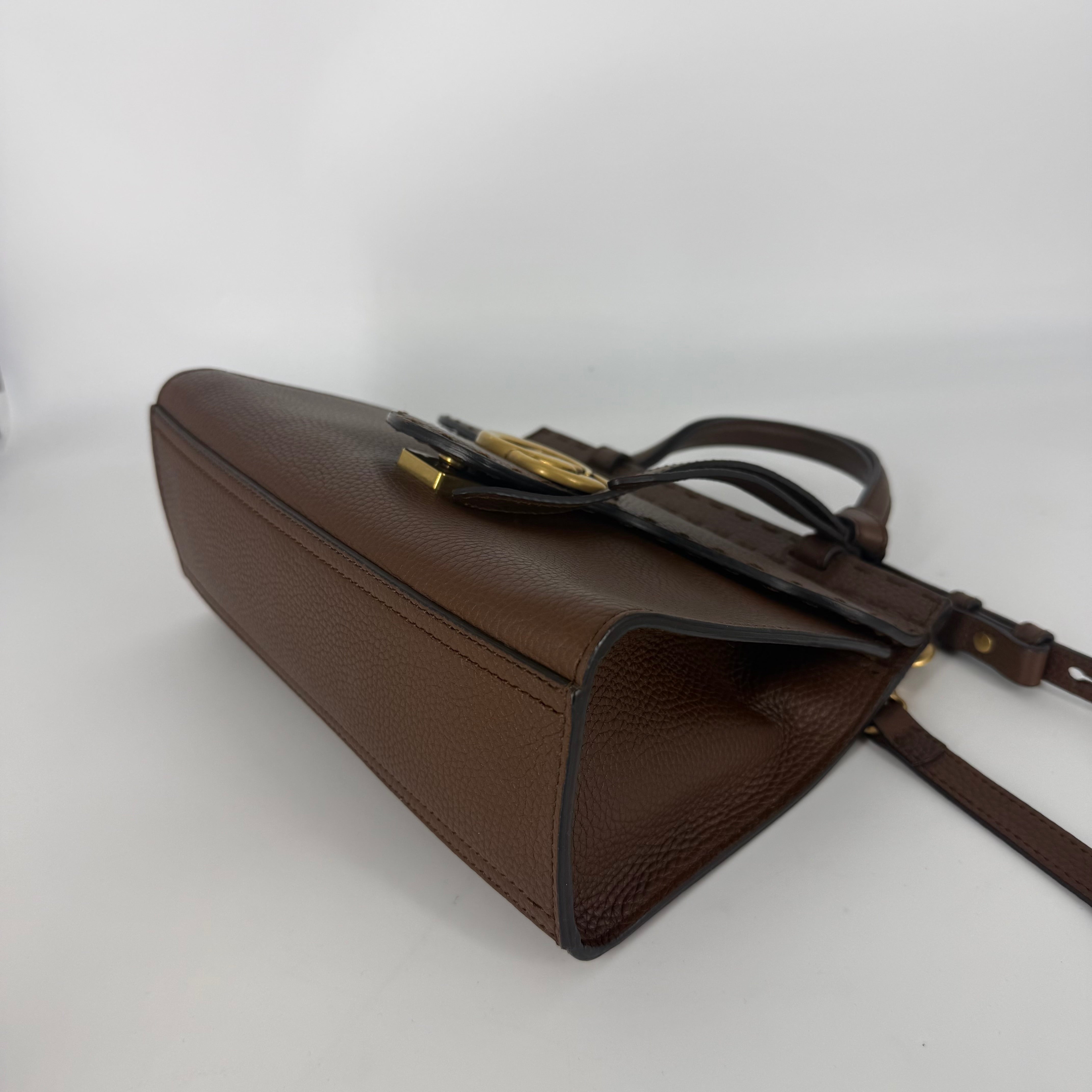 Marmont Leather Top handle Handbag – Brown