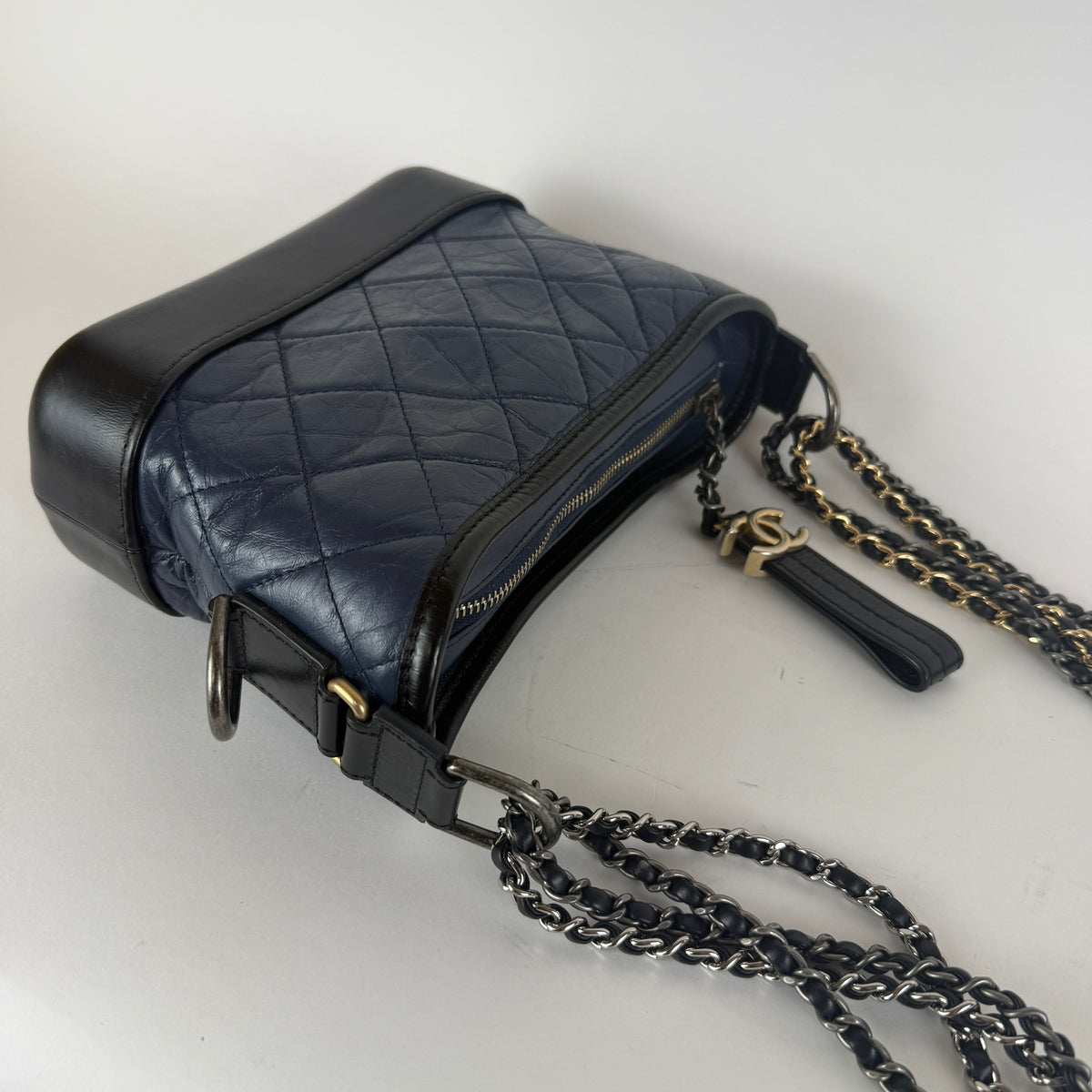 Gabrielle Small Hobo — Blue Aged Calfskin — Two-Tone Hardware
