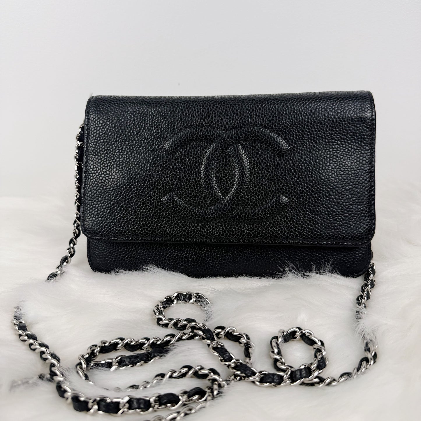CHANEL Classic Wallet on Chain (WOC) Black Caviar Leather