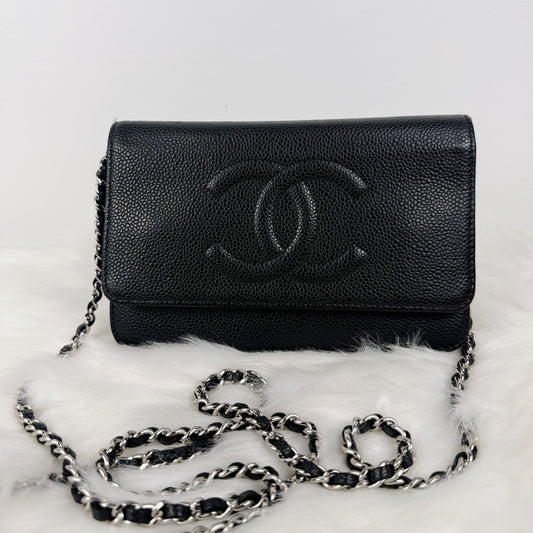 CHANEL Classic Wallet on Chain (WOC) Black Caviar Leather