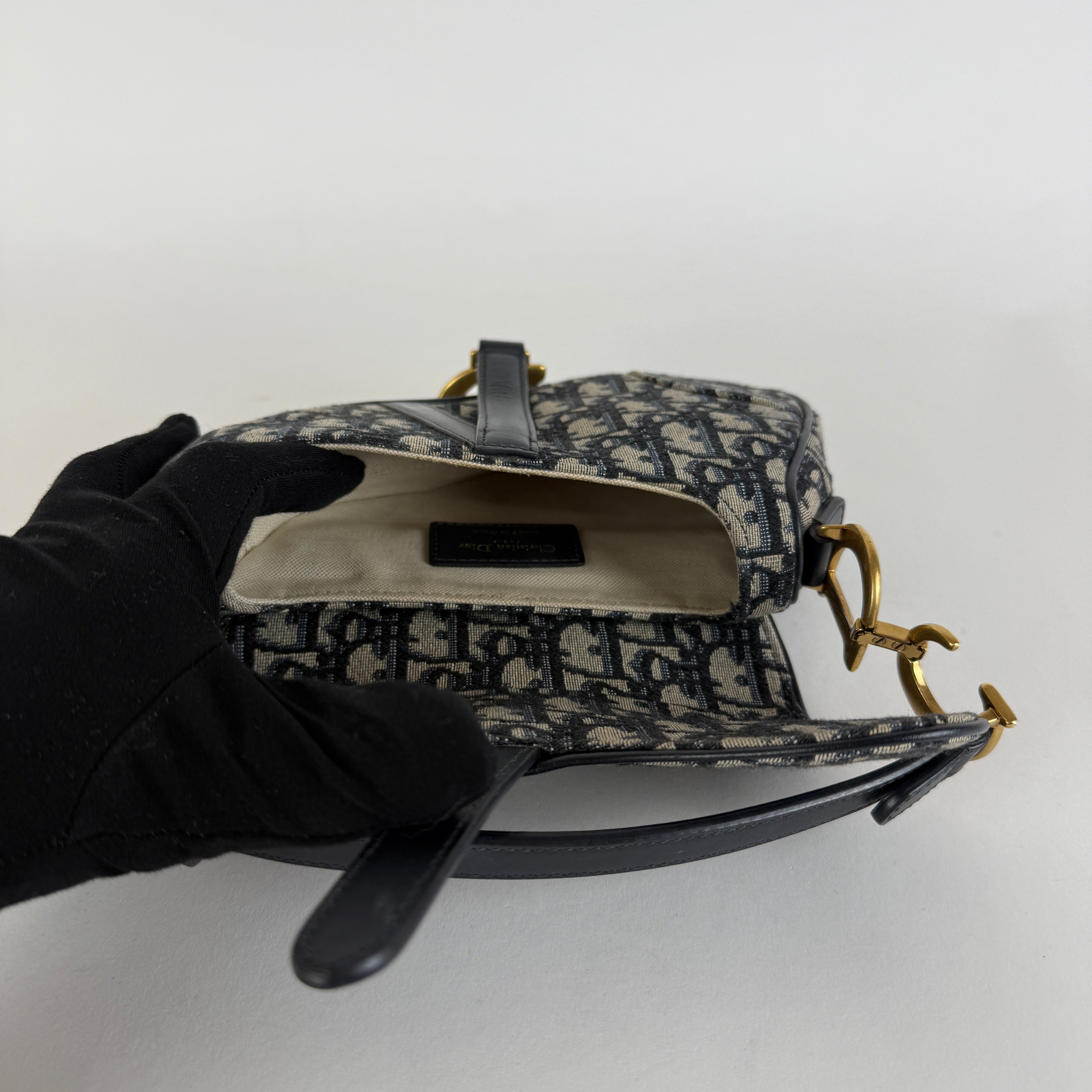Saddle Mini — Navy Dior Oblique Canvas