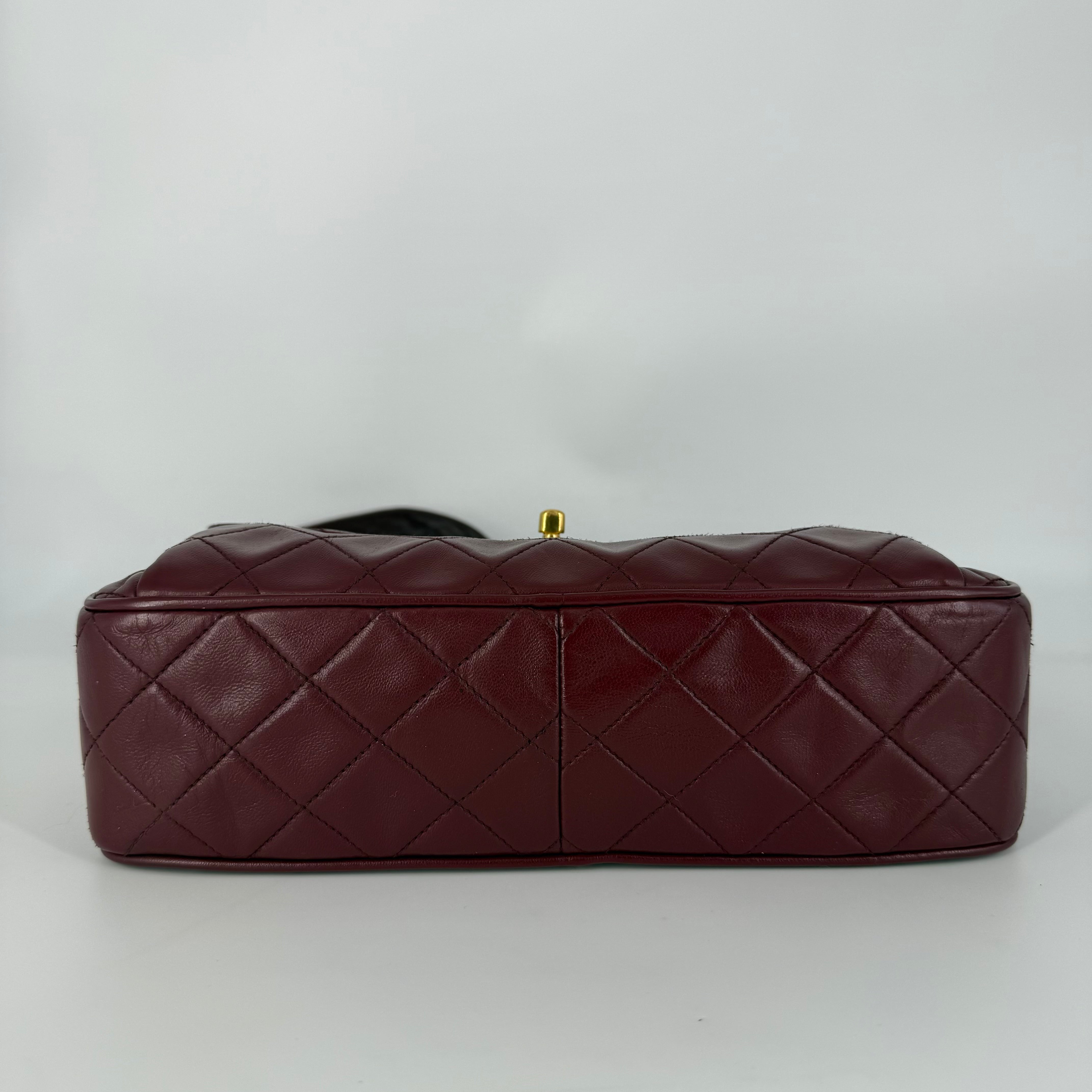 Vintage Camera Bag – Burgundy Lambskin – 24K Gold Hardware