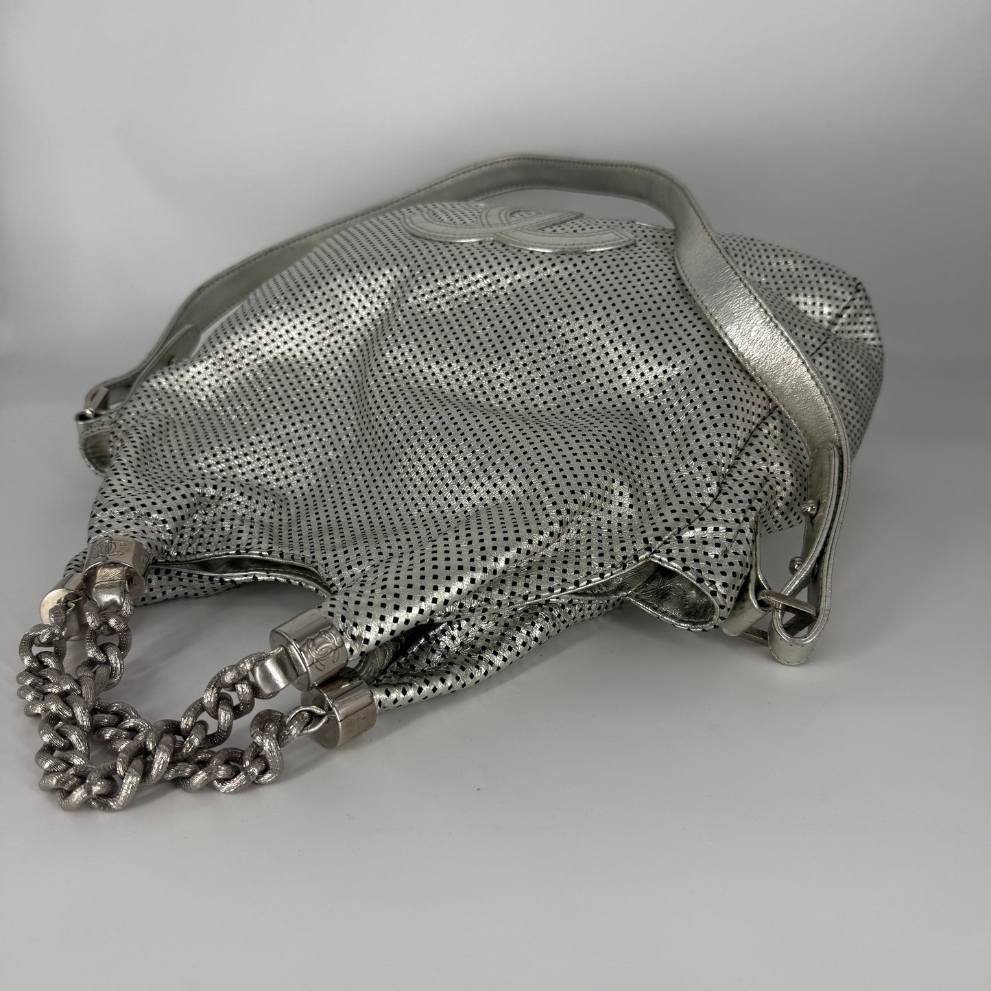 CHANEL Rodeo Drive Tote – Perforated Leather – Silver Hardware