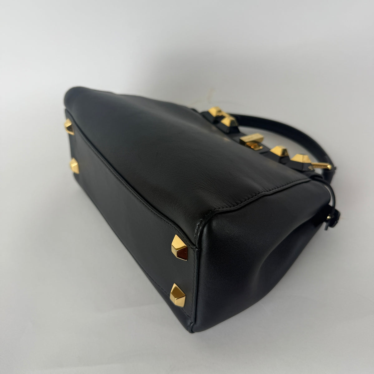 Peekaboo Mini — Black Leather — Gold-Tone Studded Strap