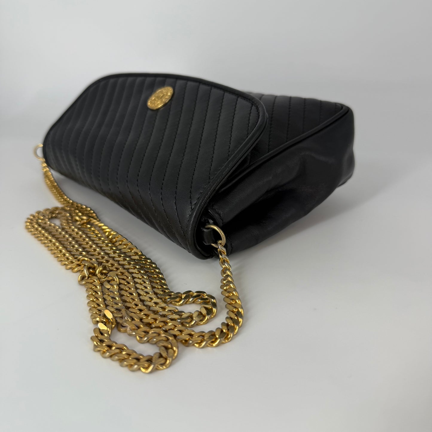 CELINE Leather Chain Shoulder Bag