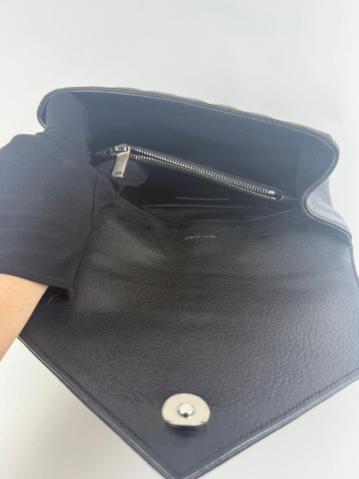 College Small Top Handle — Black Leather & Silver-Tone Hardware