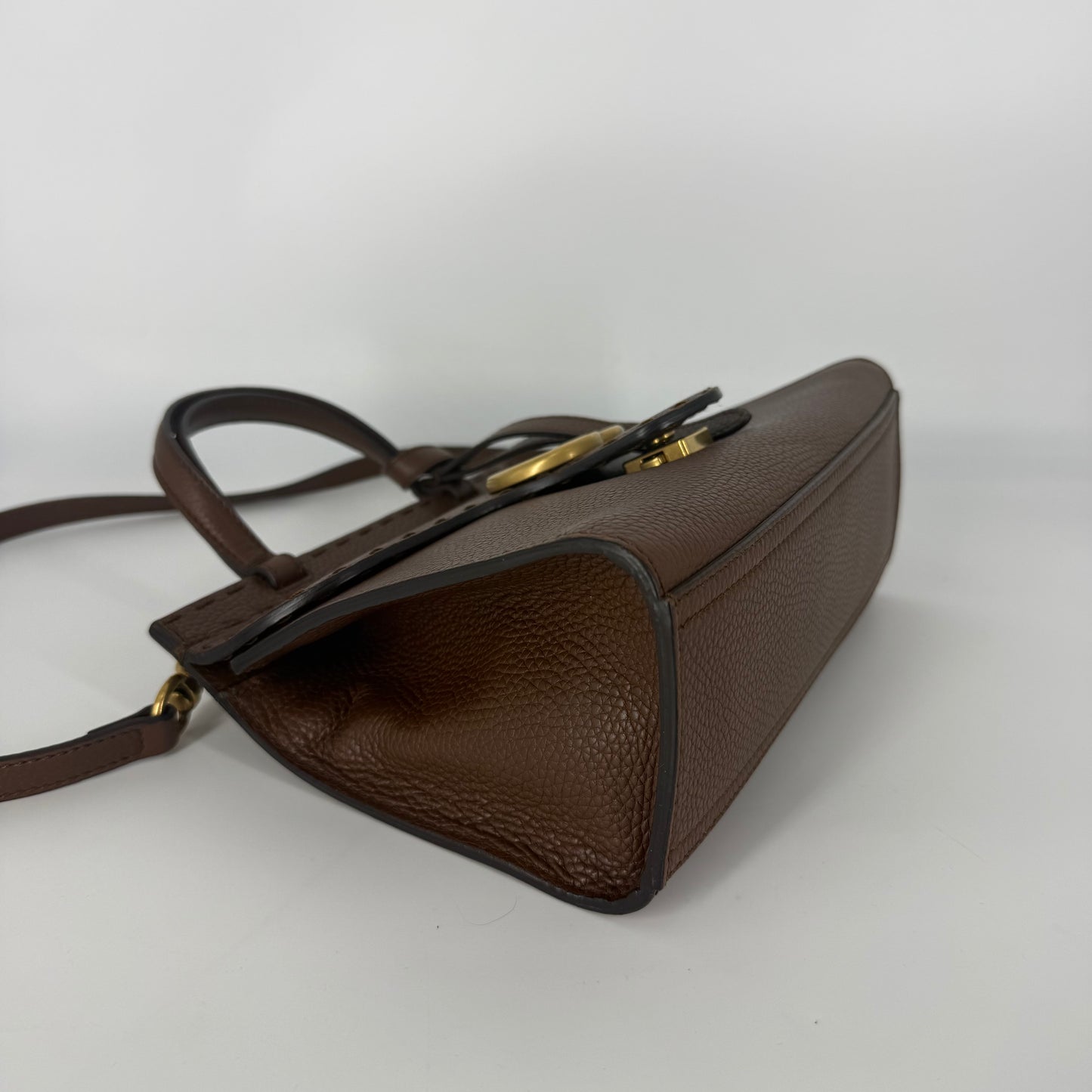 GUCCI Marmont Leather Top handle Handbag – Brown