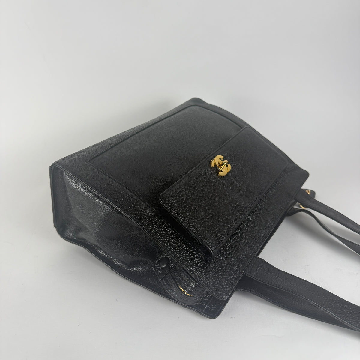 Vintage Tote — Black Caviar Leather — 24K Gold Hardware