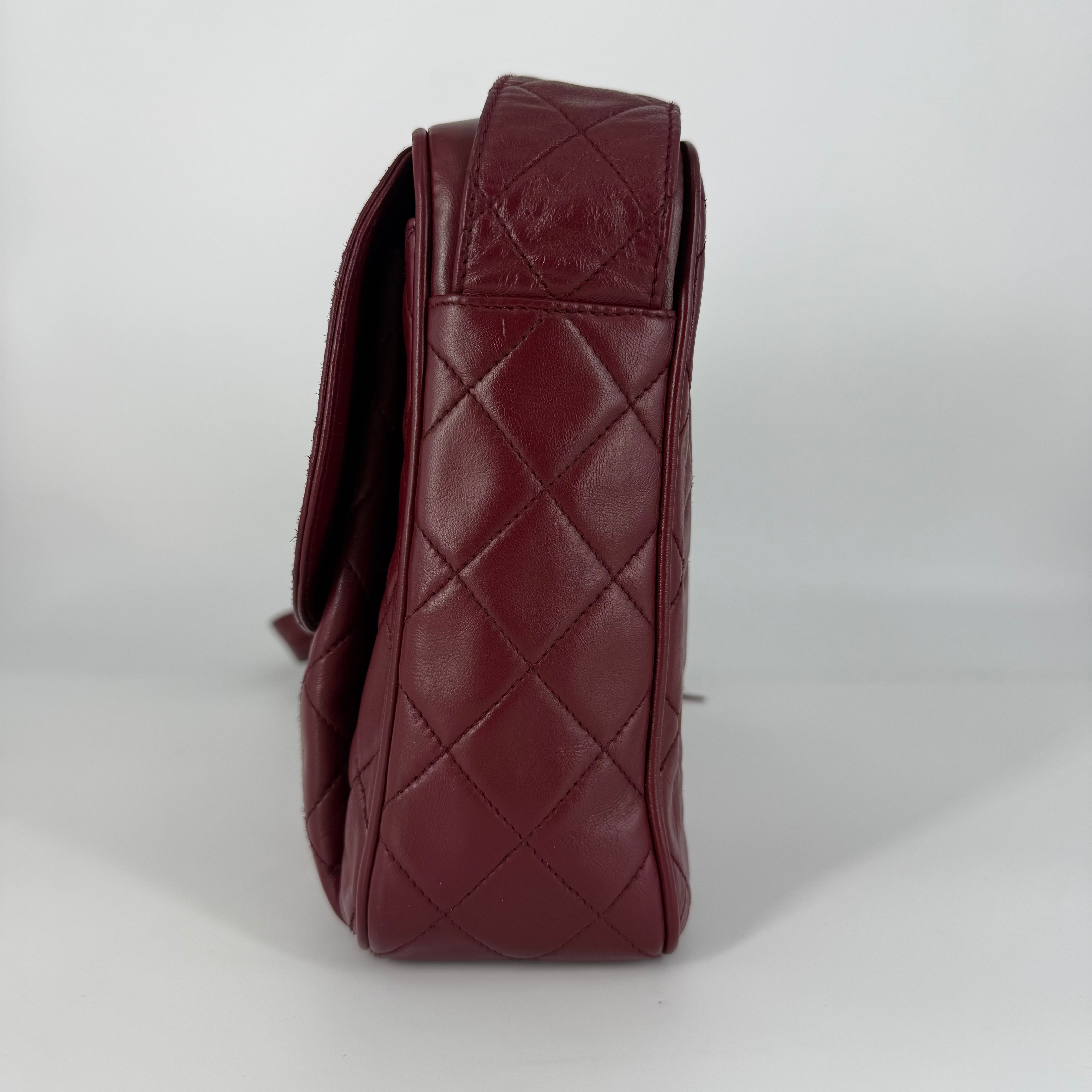 Vintage Camera Bag – Burgundy Lambskin – 24K Gold Hardware