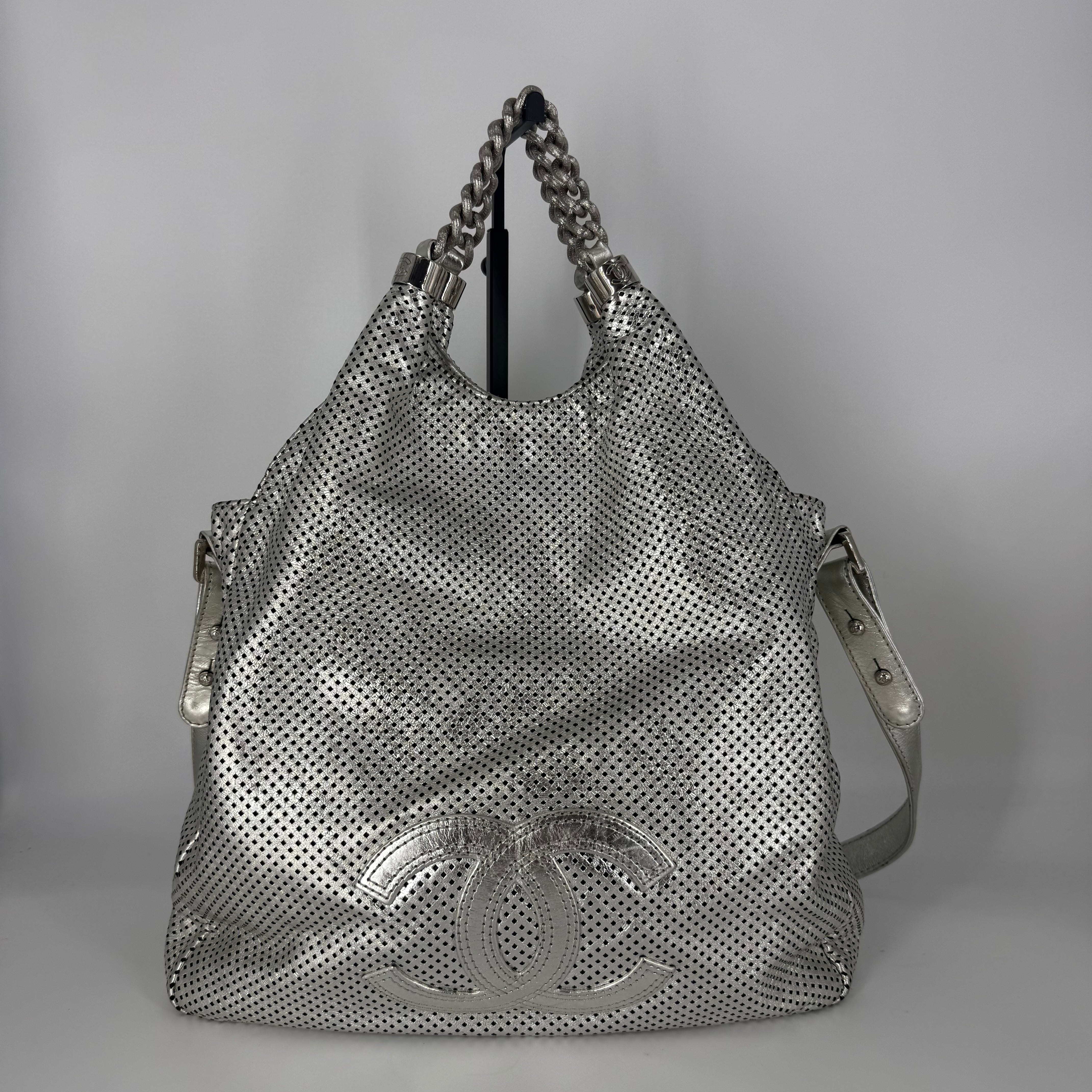 Rodeo Drive Tote – Perforated Leather – Silver Hardware