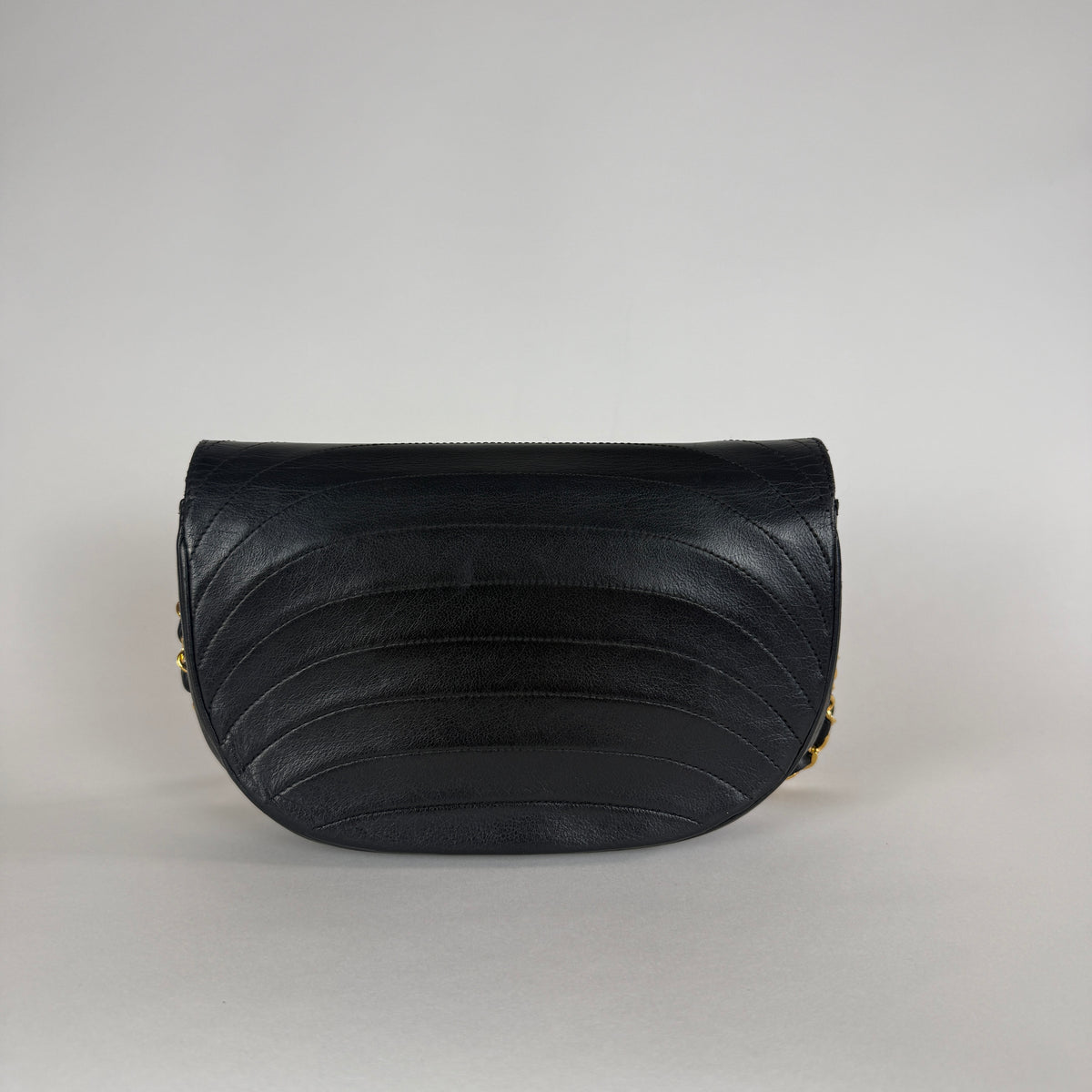 Vintage Half Moon Hobo — Black Leather — 24K Gold-Plated Hardware
