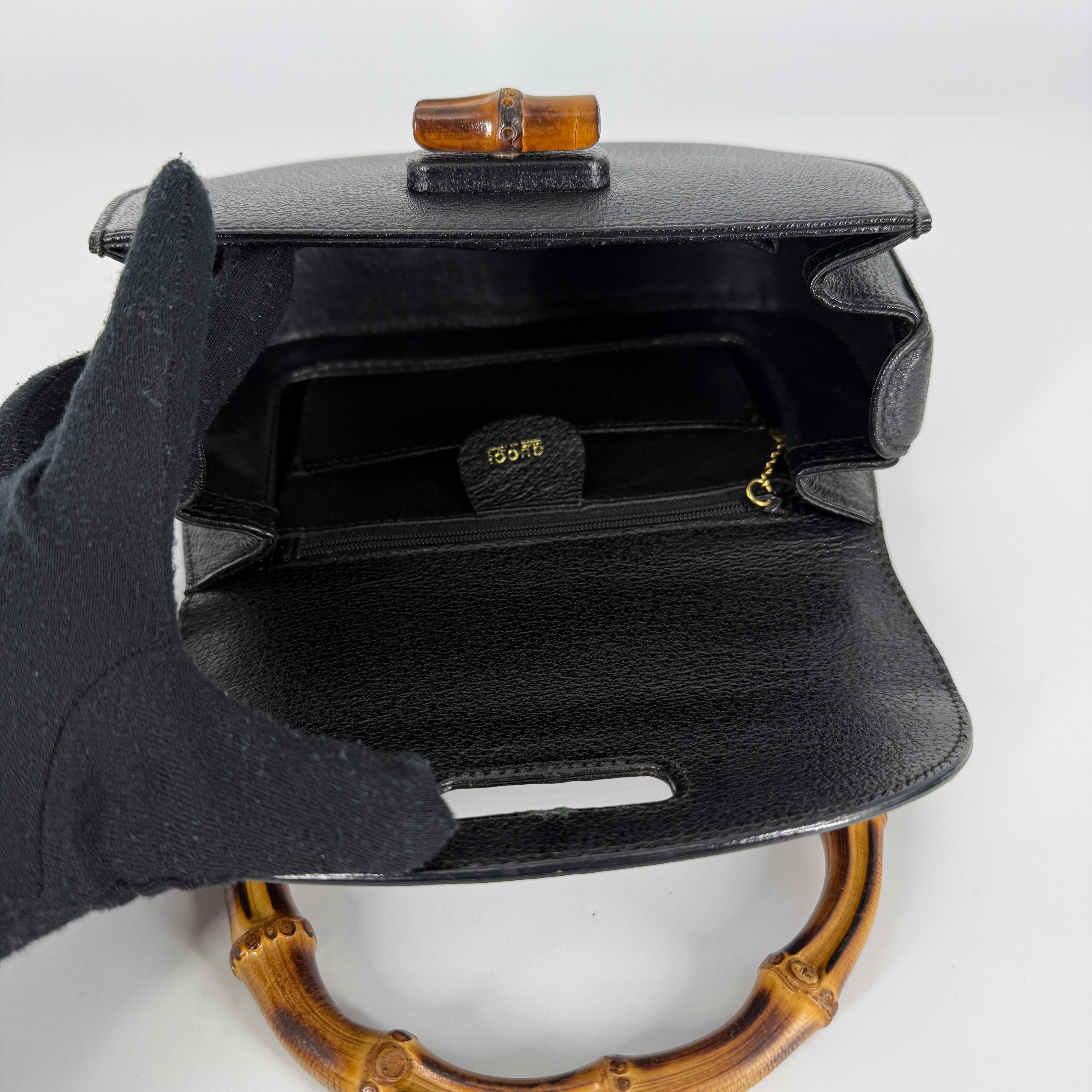 Bamboo Top Handle Bag – Black