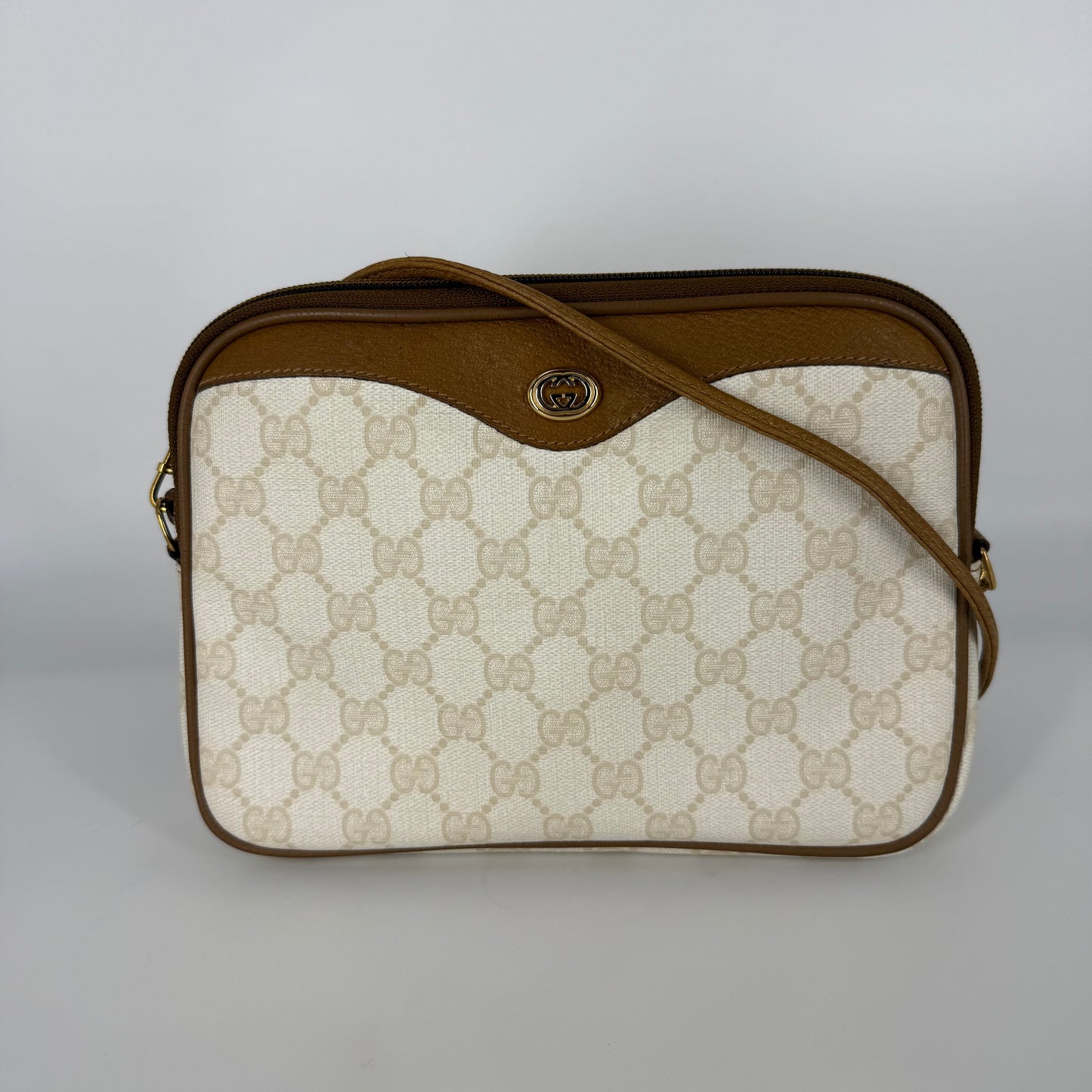 GUCCI GG Beige Canvas Crossbody Bag