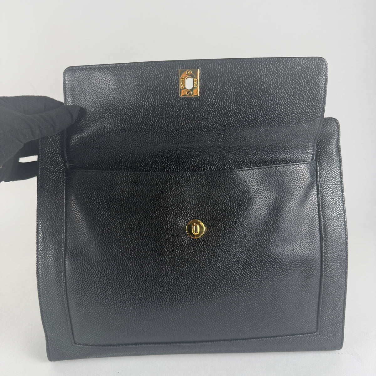 Vintage Tote — Black Caviar Leather — 24K Gold Hardware