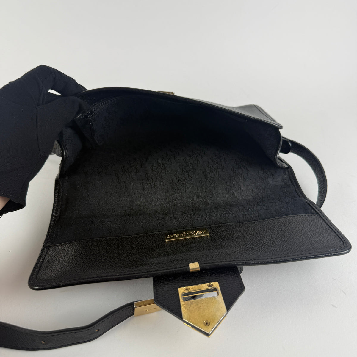 Vintage Crossbody Bag — Black Grained Leather