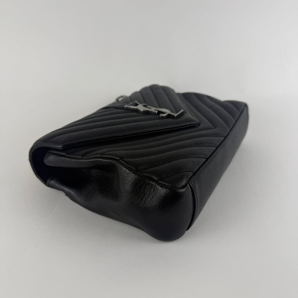College Small Top Handle — Black Leather & Silver-Tone Hardware