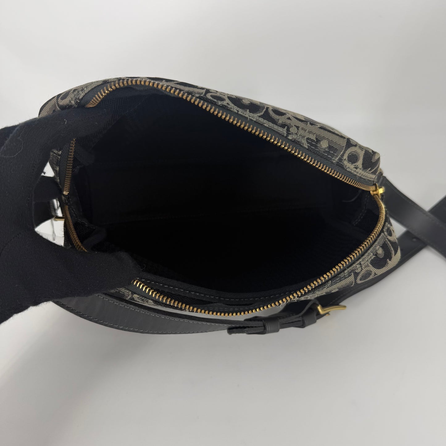 CHRISTIAN DIOR Canvas Oblique Crossbody Bag