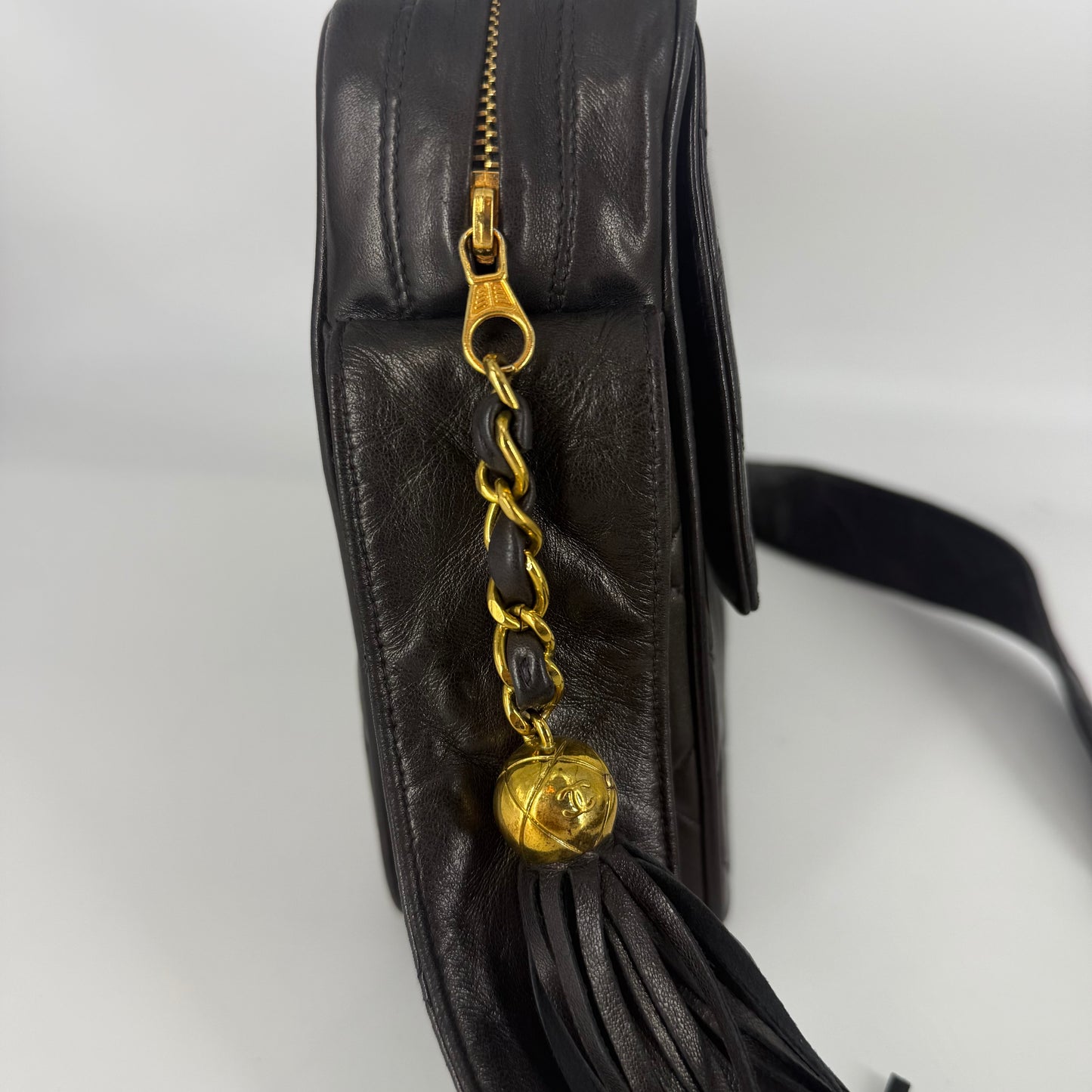 CHANEL Quilted Leather Crossbody Bag 24 Karat Gold