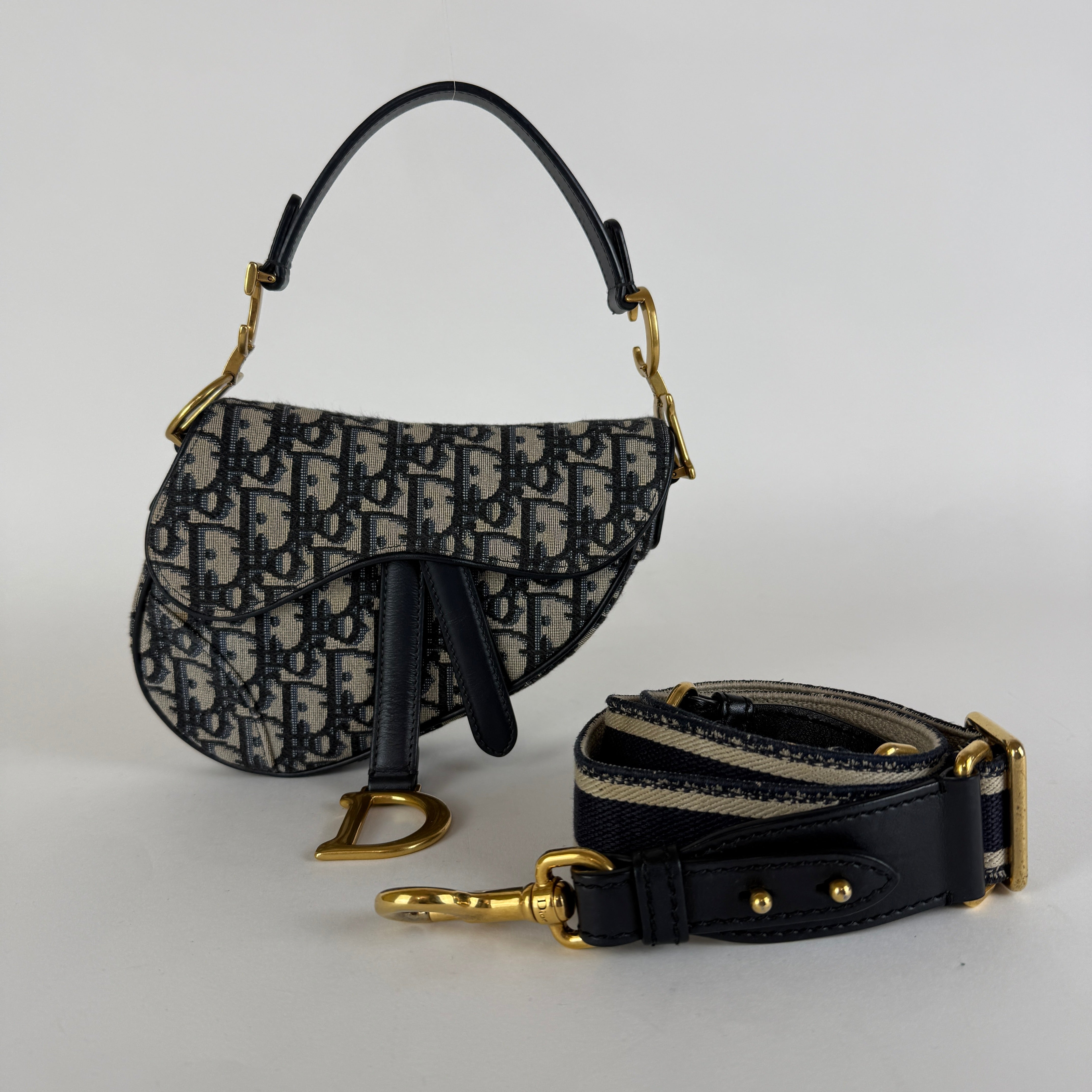 Saddle Mini — Navy Dior Oblique Canvas
