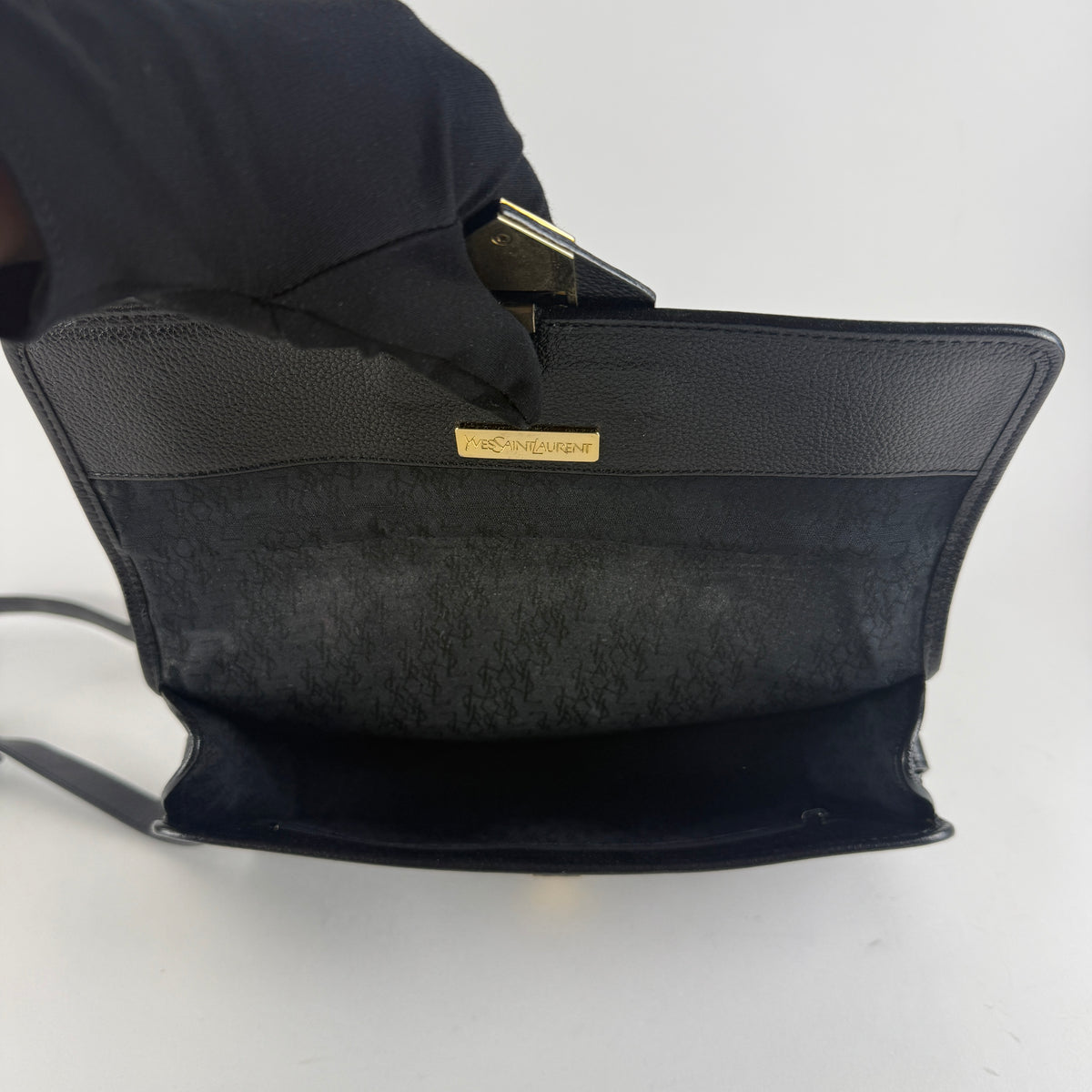Vintage Crossbody Bag — Black Grained Leather